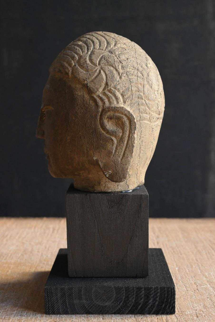 Chinesischer antiker Buddha-Kopf aus Stein/vor dem 19. Jahrhundert/Buddha-Statue/ornament (Handgeschnitzt) im Angebot