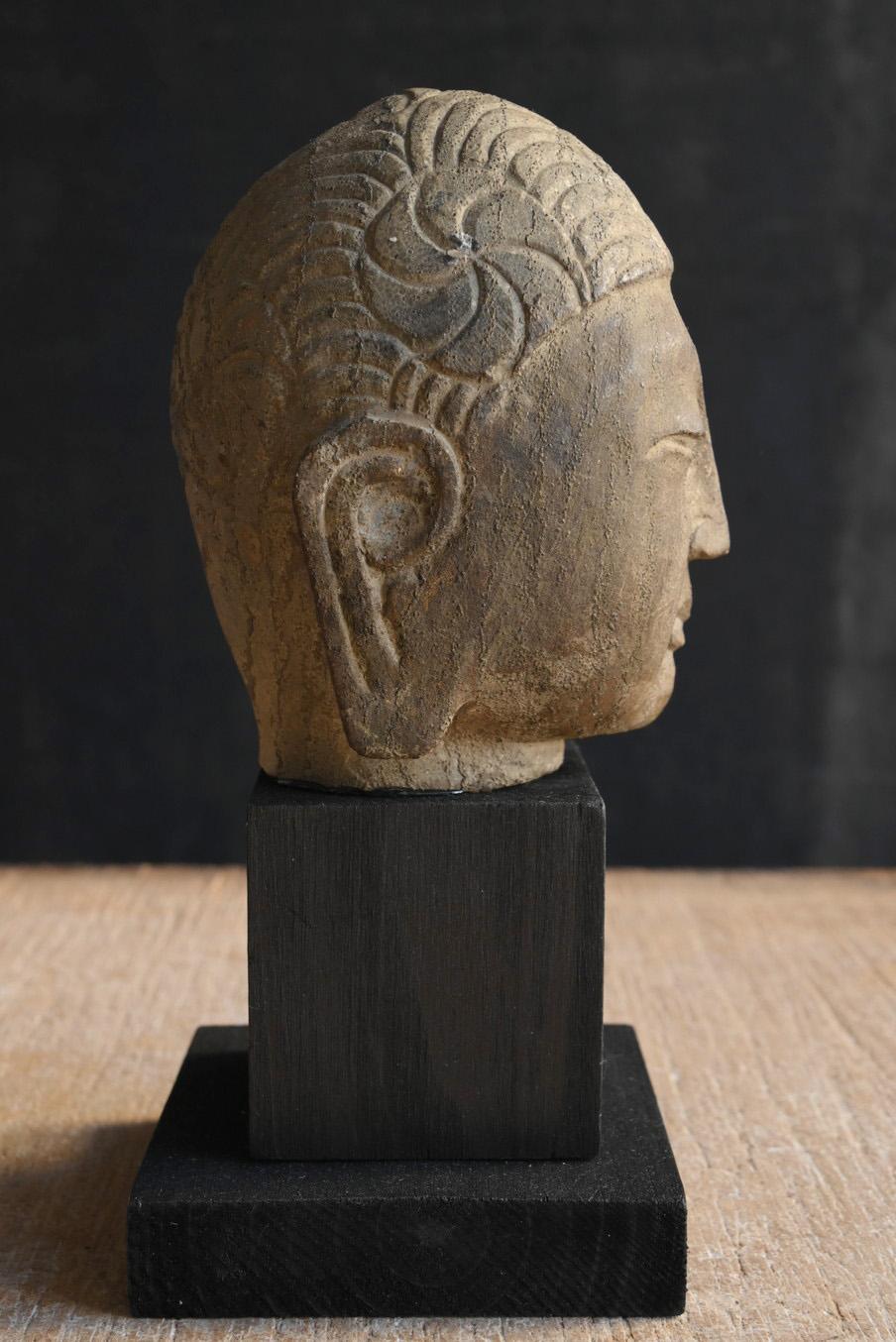 Chinesischer antiker Buddha-Kopf aus Stein/vor dem 19. Jahrhundert/Buddha-Statue/ornament im Angebot 1