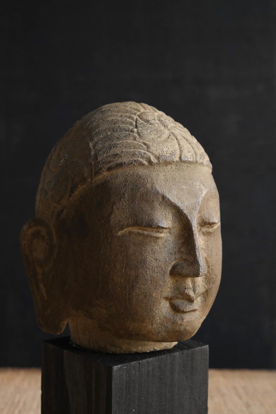 Chinesischer antiker Buddha-Kopf aus Stein/vor dem 19. Jahrhundert/Buddha-Statue/ornament im Angebot 3