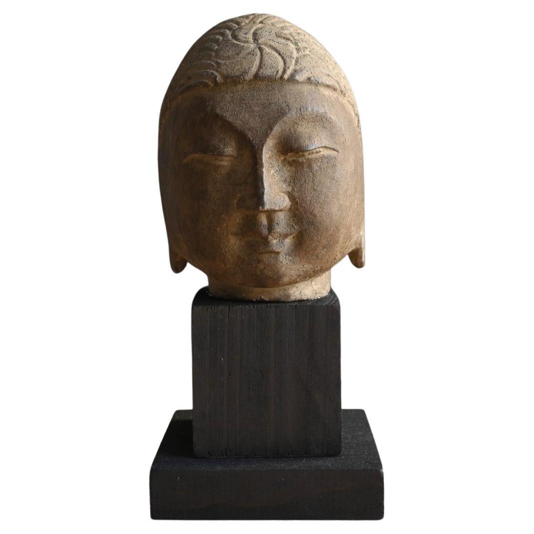 Chinesischer antiker Buddha-Kopf aus Stein/vor dem 19. Jahrhundert/Buddha-Statue/ornament im Angebot