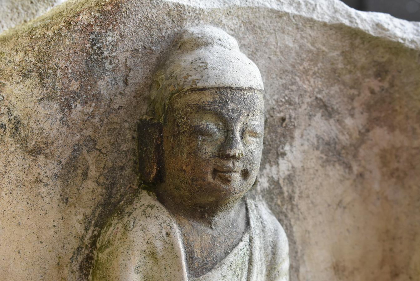 Chinese Antique Stone Buddha/Stone Plate/Nyorai Statue/1800-1900 In Good Condition In Sammu-shi, Chiba
