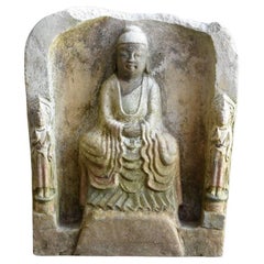 Statue de Bouddha en pierre ancienne chinoise/assiette en pierre/Nyorai/1800-1900