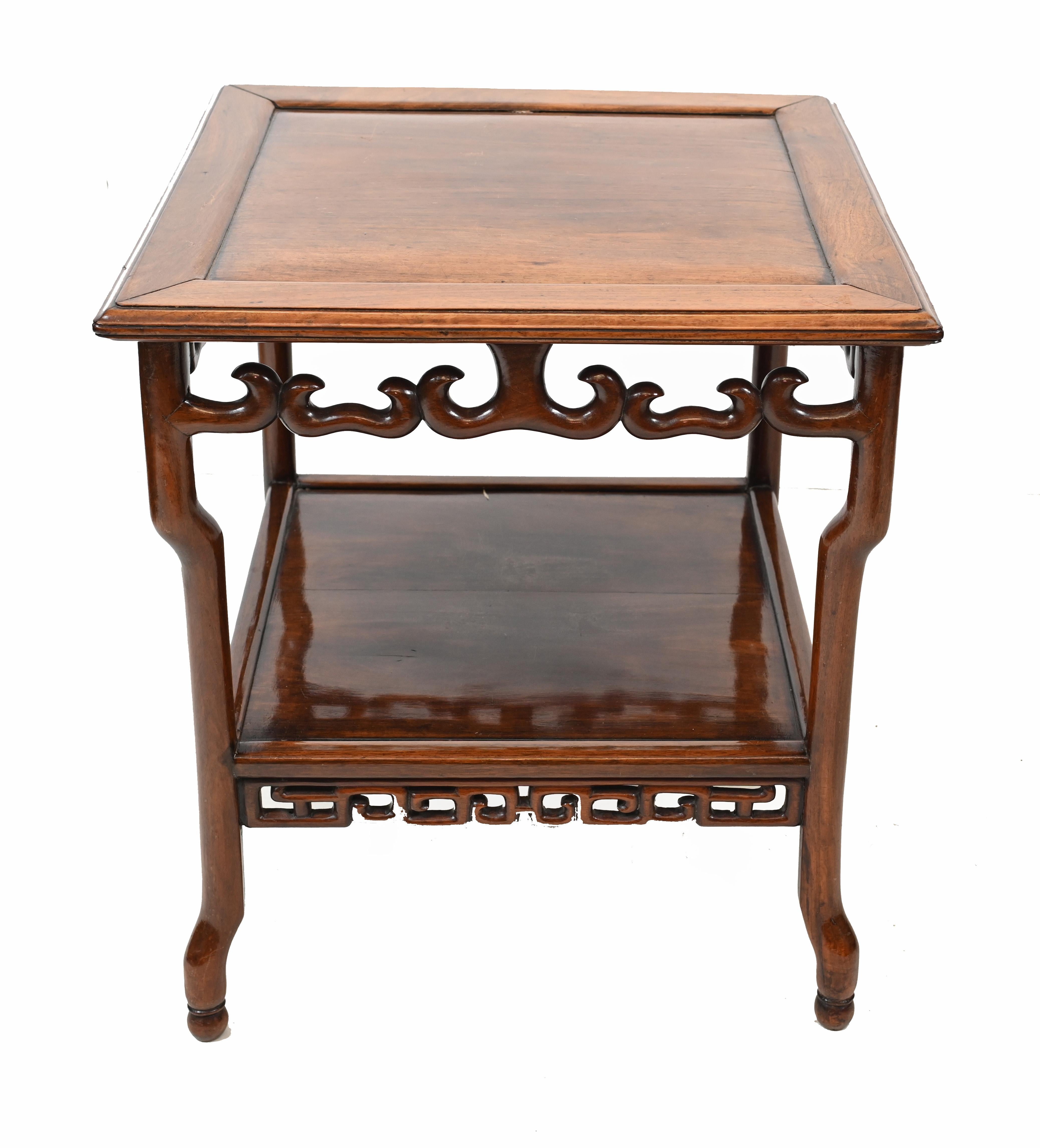 Gorgeous Chinese antique side table in hardwood
We date this piece to circa 1880
Delicate designs to rail and a great look for an Asian inspired interior
 


 