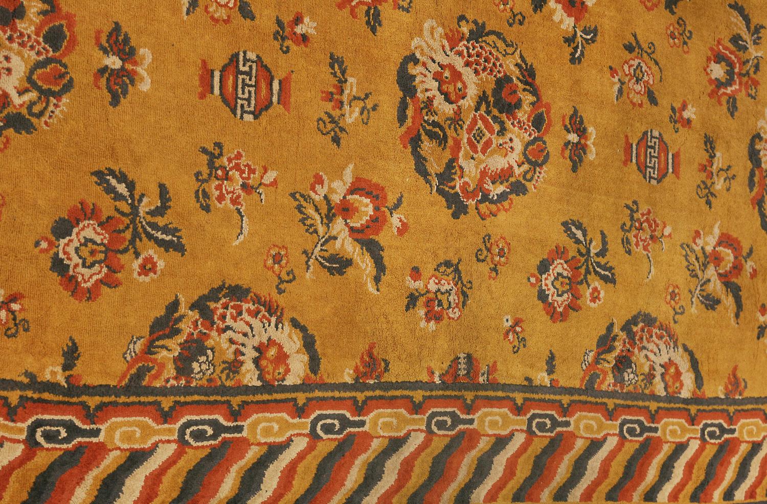 Hand-Knotted Chinese Antique Textile Velvet Cotton, ca. 1940 For Sale