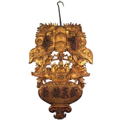 Chinese Antique Trade Sign in Carved Gilded Wood