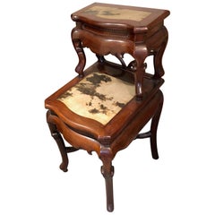 Mesa china vintage de dos niveles "Árbol y pájaro" de piedra de ensueño