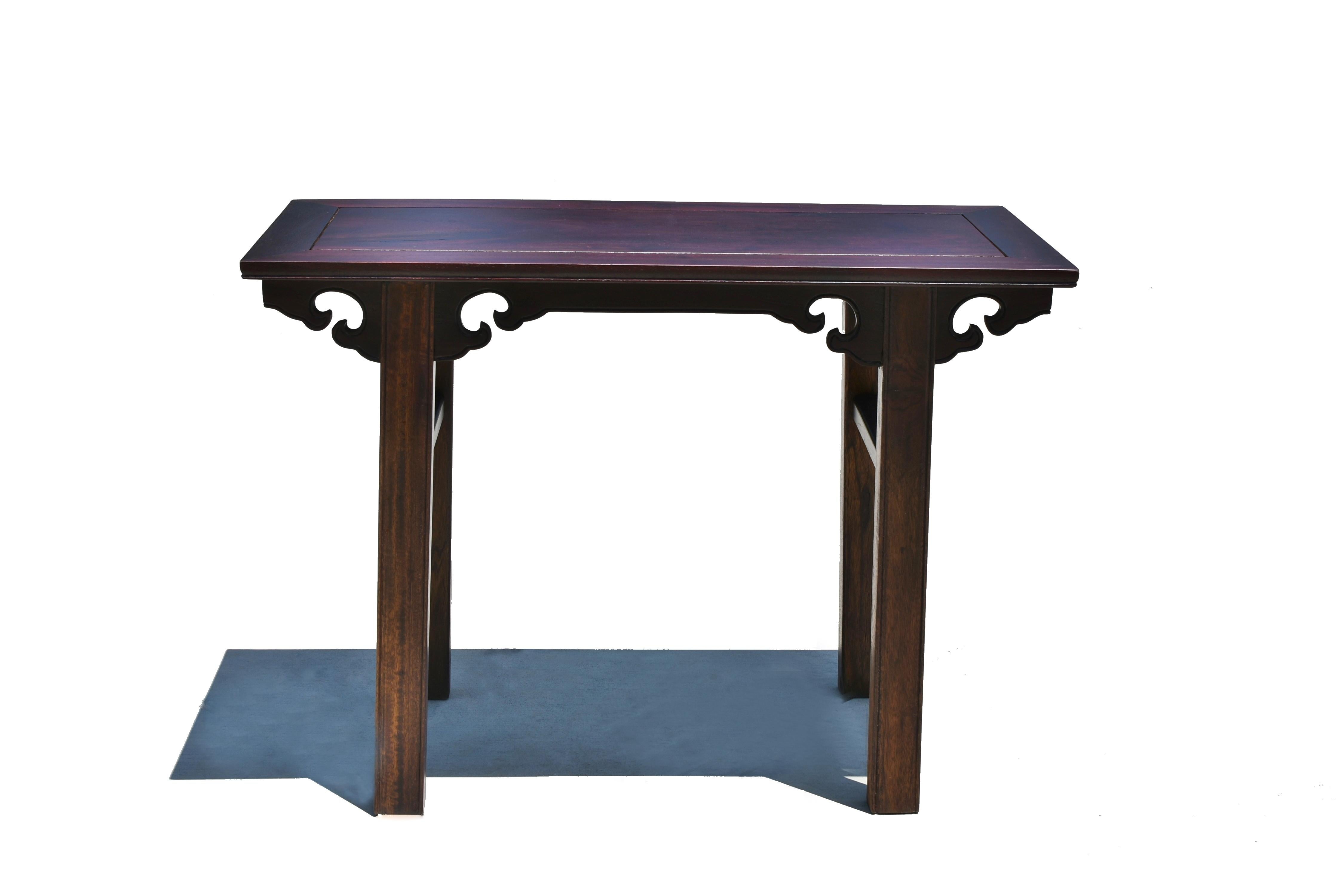 Hand-Carved Chinese Antique Wine Console Table For Sale