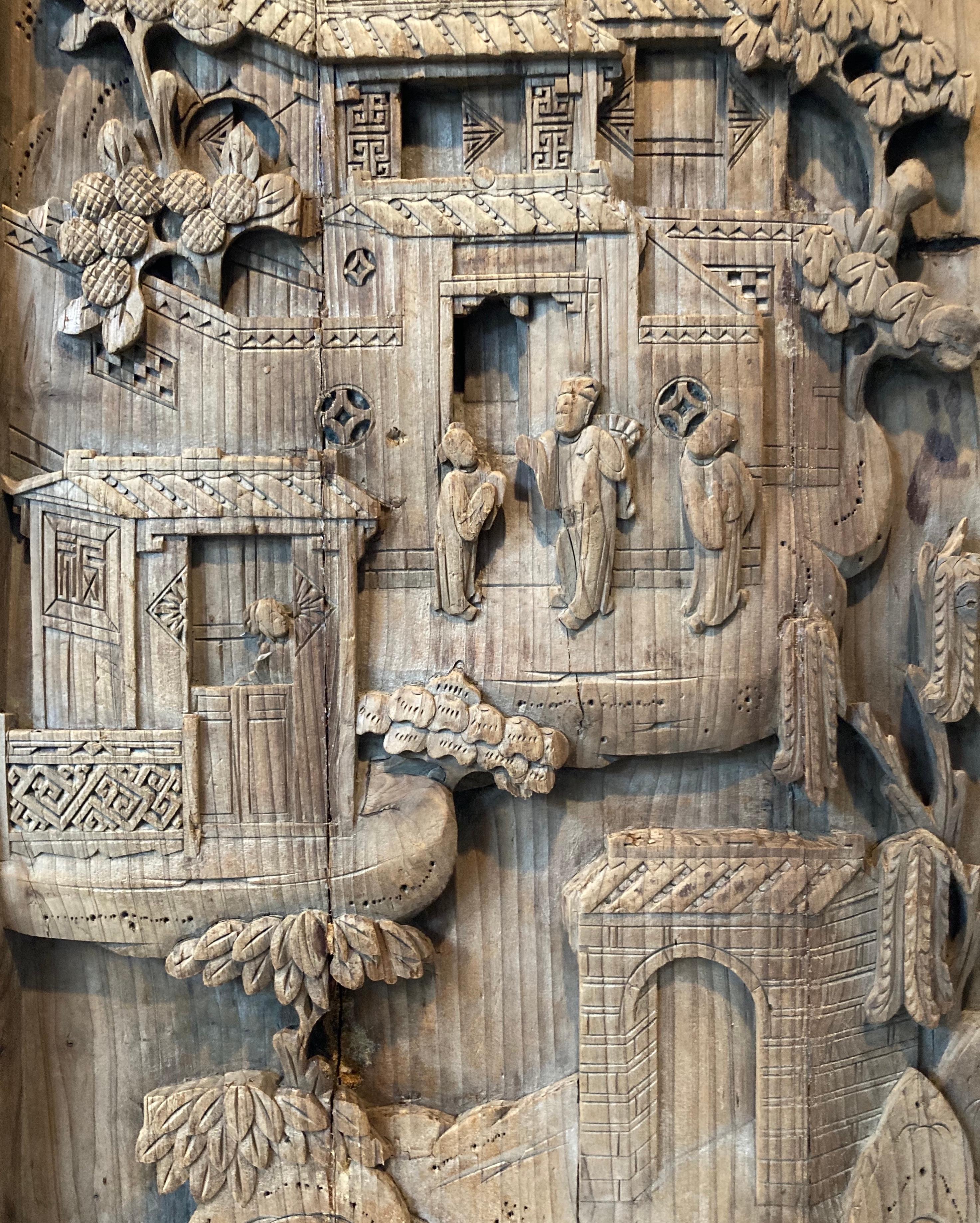 Qing Chinese Antique Wood Panel For Sale