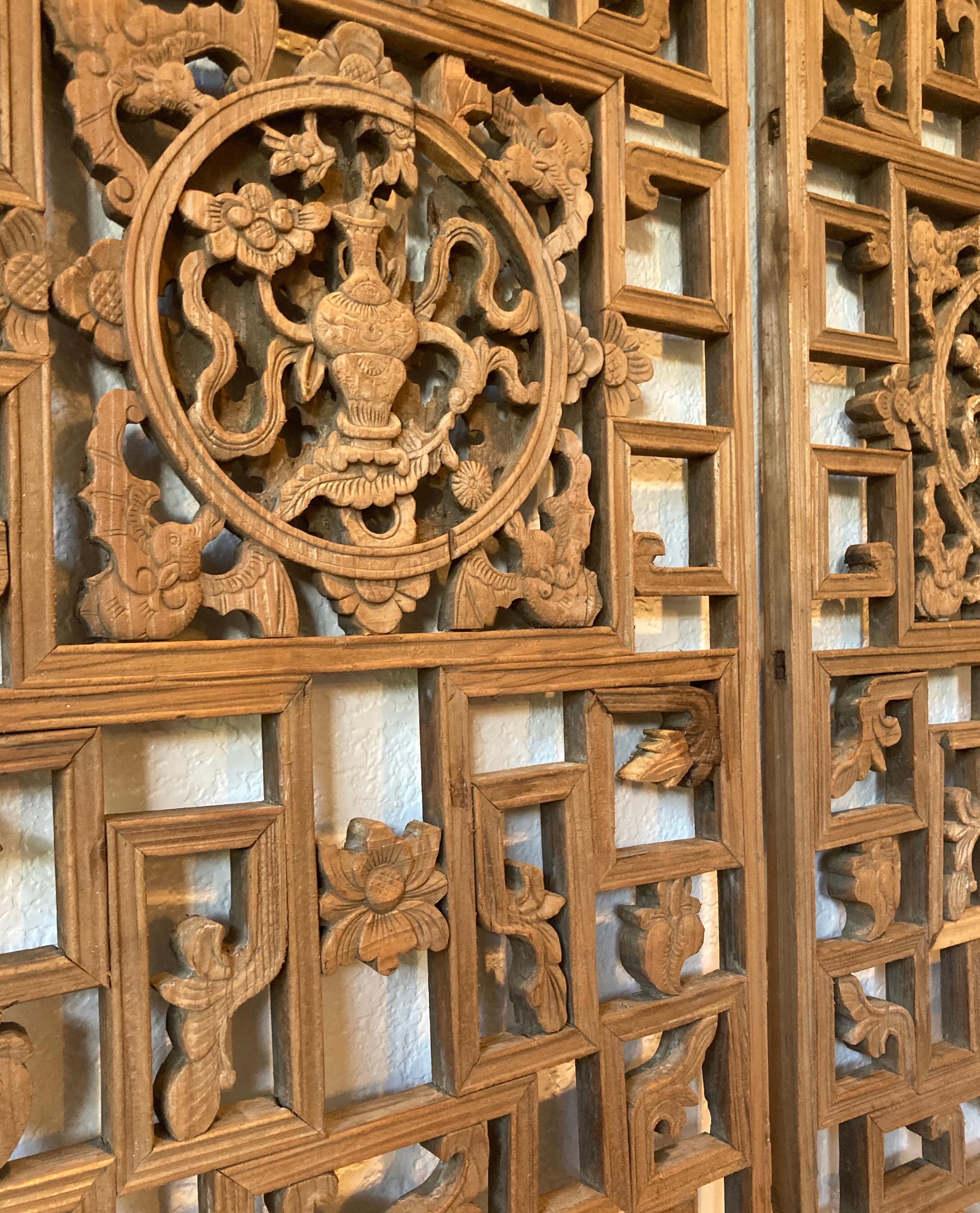 Carved Chinese Antique Wood Panel For Sale