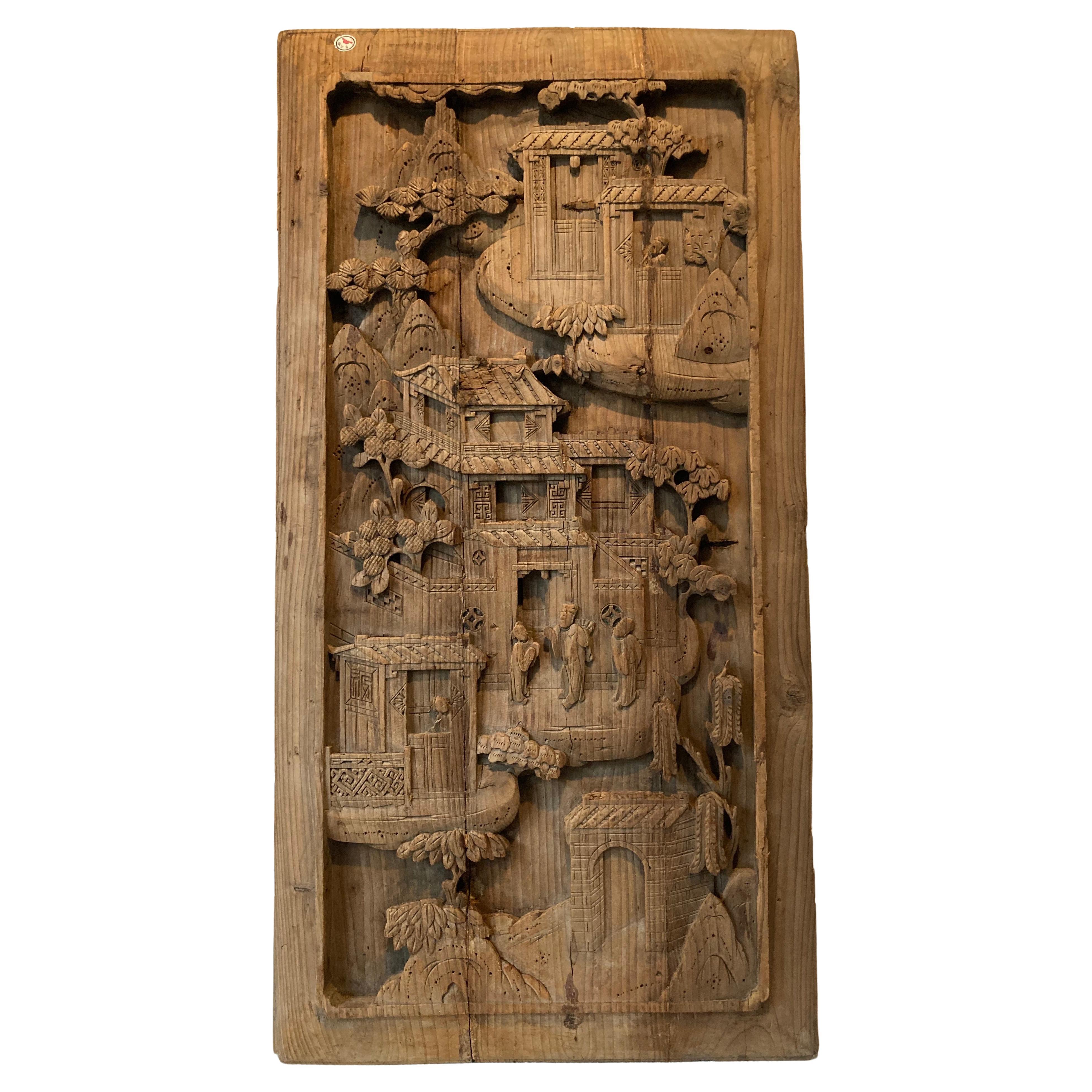 Chinese Antique Wood Panel For Sale
