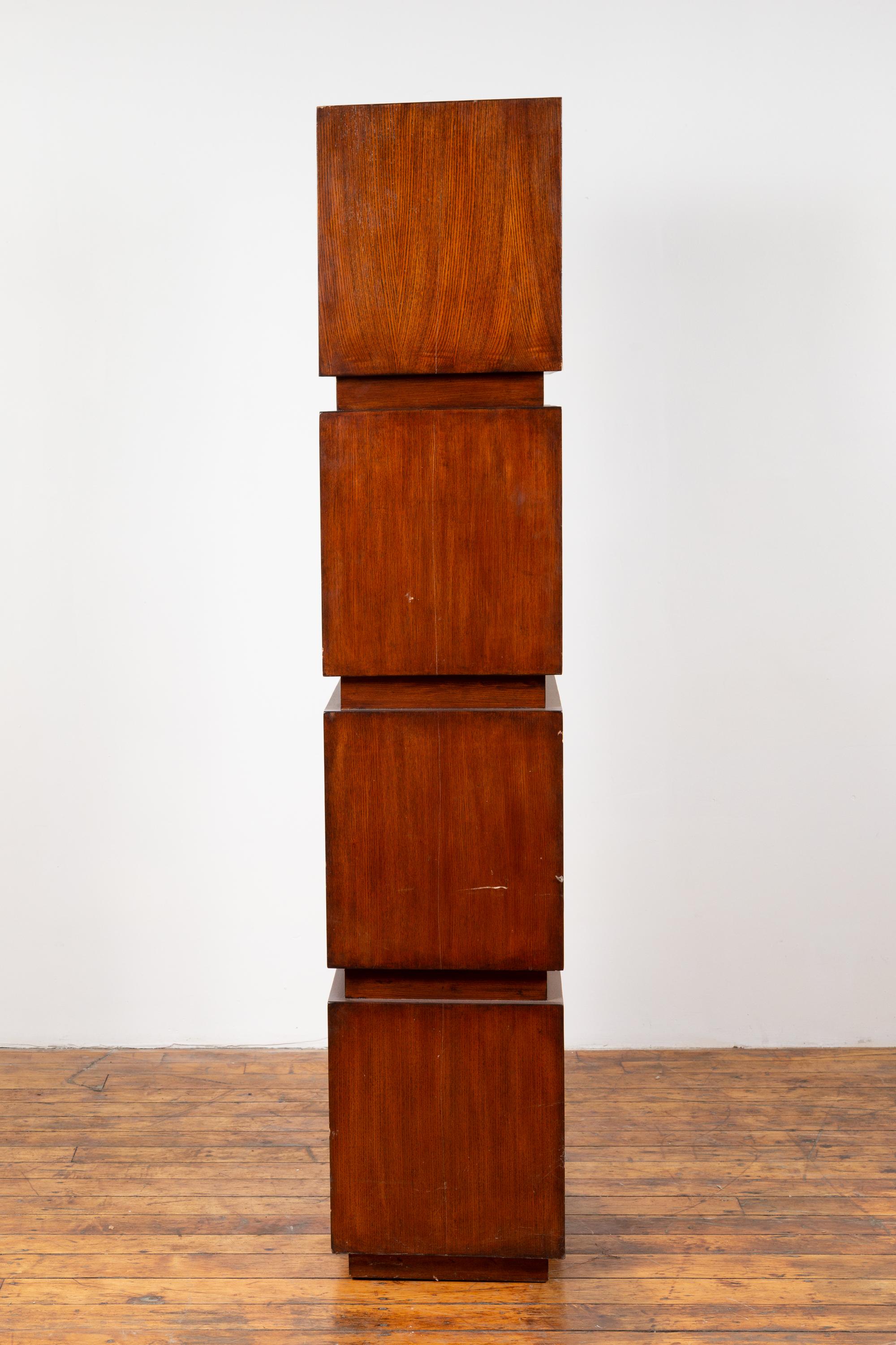 Chinese Contemporary Wooden Bookcase with Four Open Squares  3