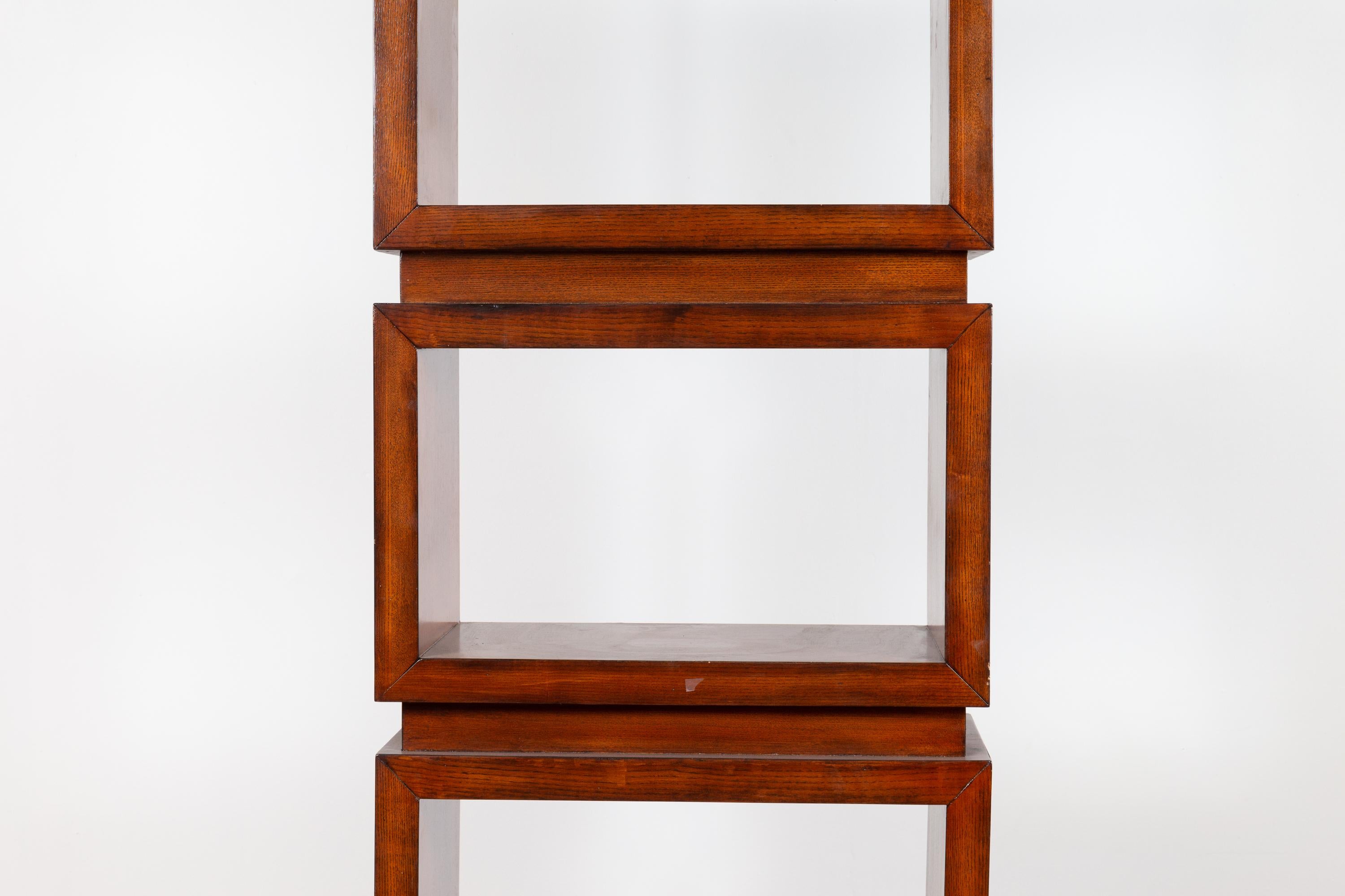 Chinese Contemporary Wooden Bookcase with Four Open Squares  In Good Condition In Yonkers, NY