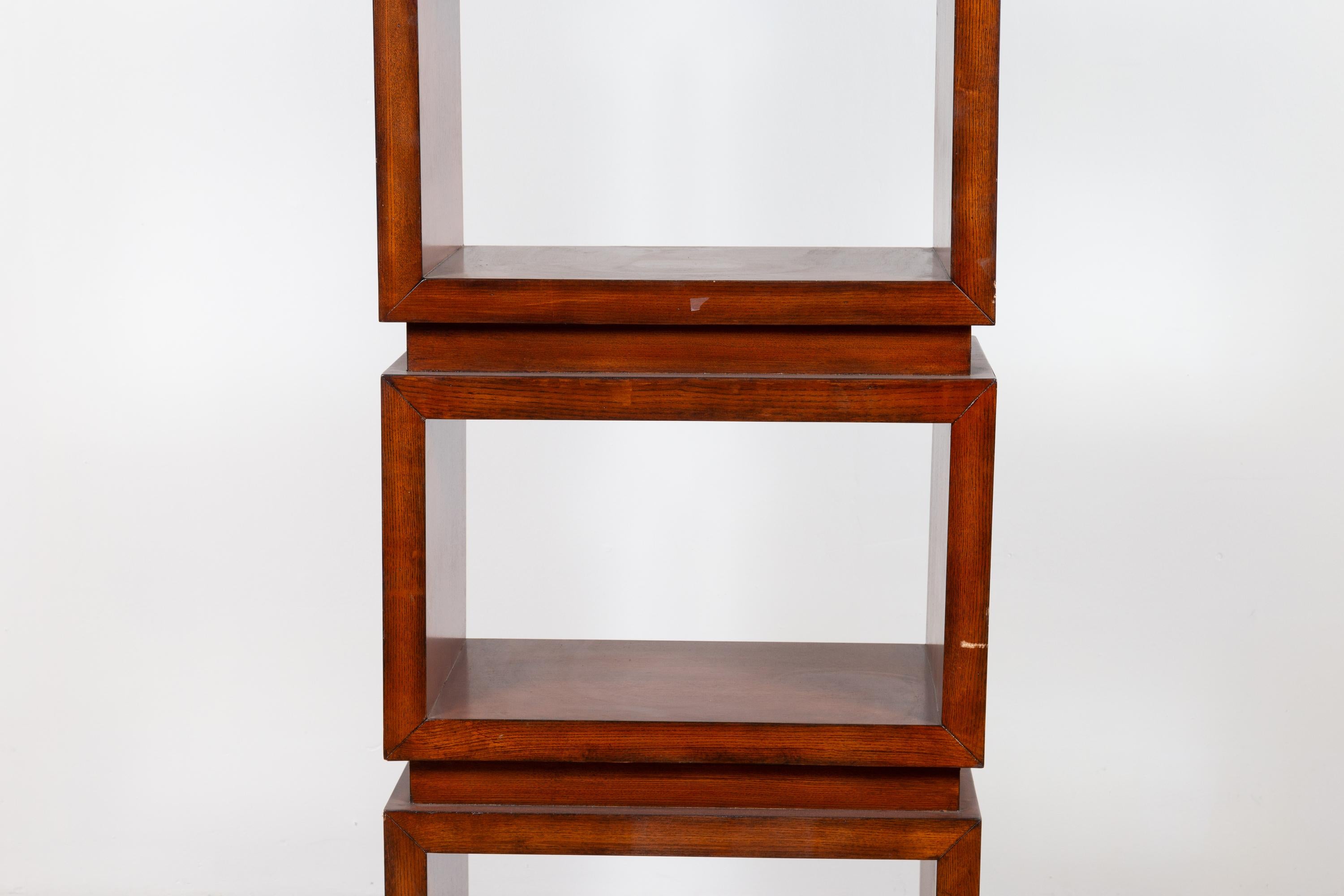 20th Century Chinese Contemporary Wooden Bookcase with Four Open Squares 