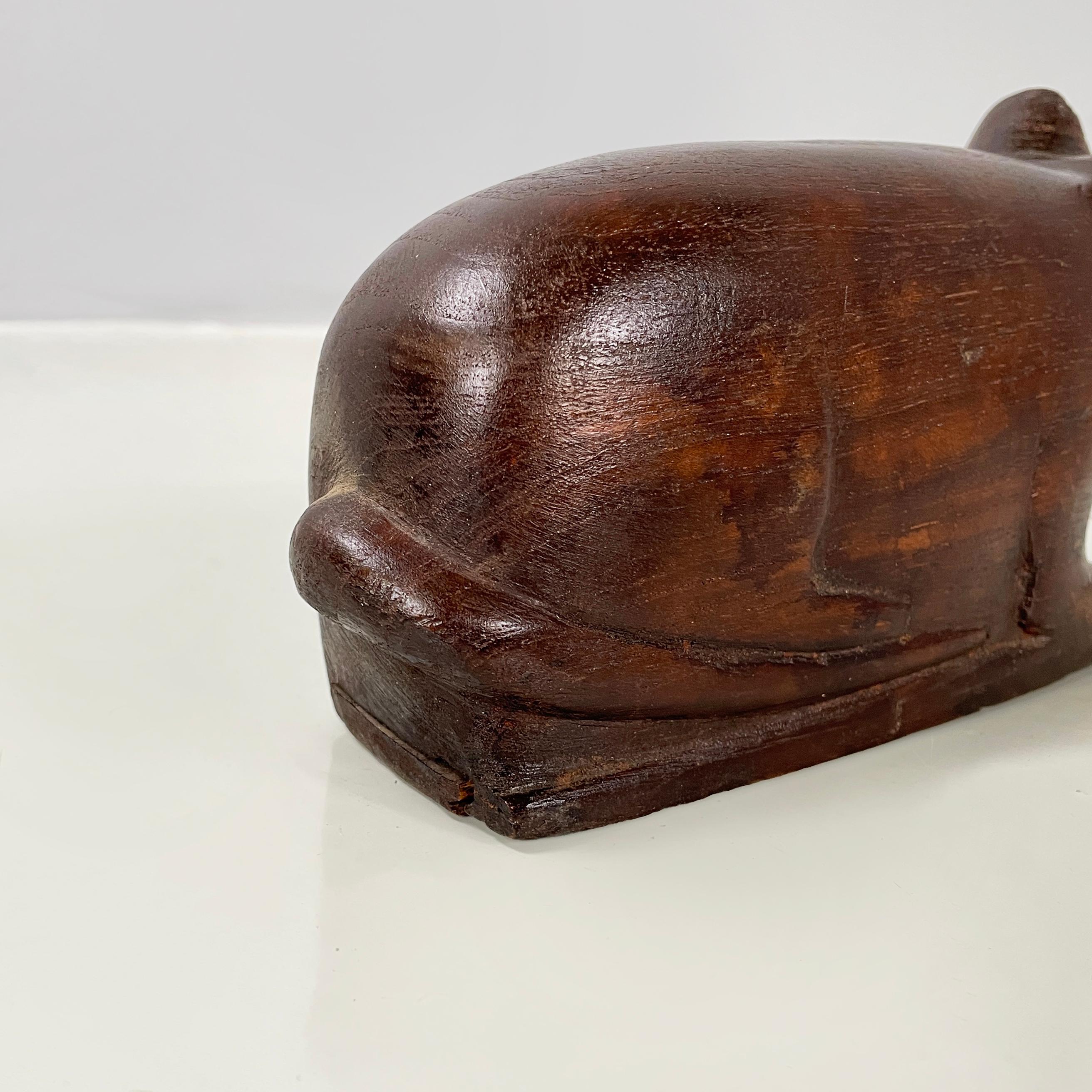 Ancienne boîte à bijoux ou porte-objets en bois pour chat, 1920 en vente 5