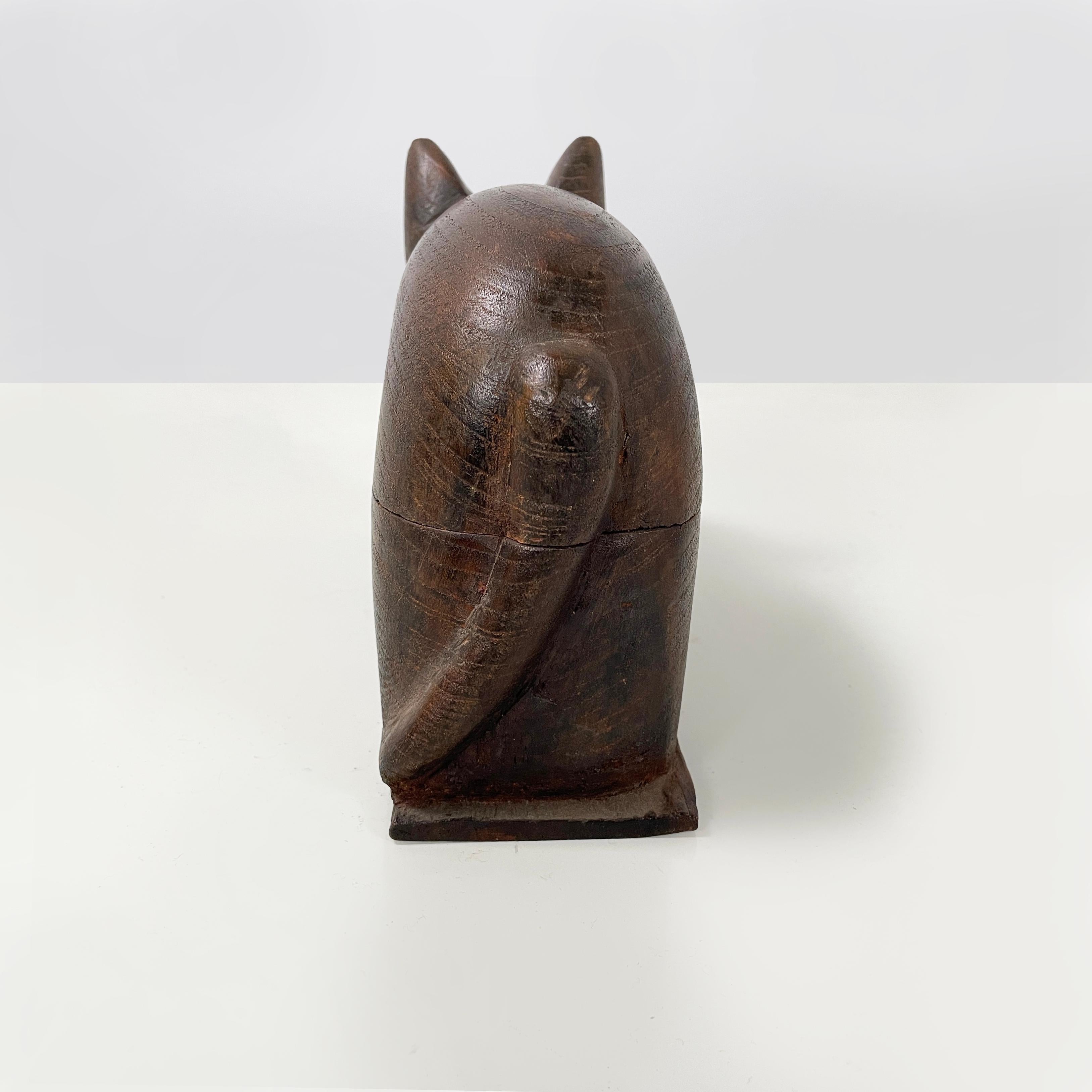 Chinese antique Wooden cat jewelry box or object holder, 1920s 1