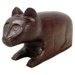 Chinese Used Wooden cat jewelry box or object holder, 1920s