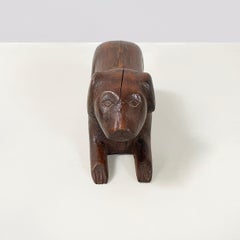Ancienne boîte à bijoux ou porte-objets en bois pour chien, 1920