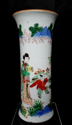 Chinese Antique Wu Tsai Beaker Form Vase, 19th Century, Ric.00036