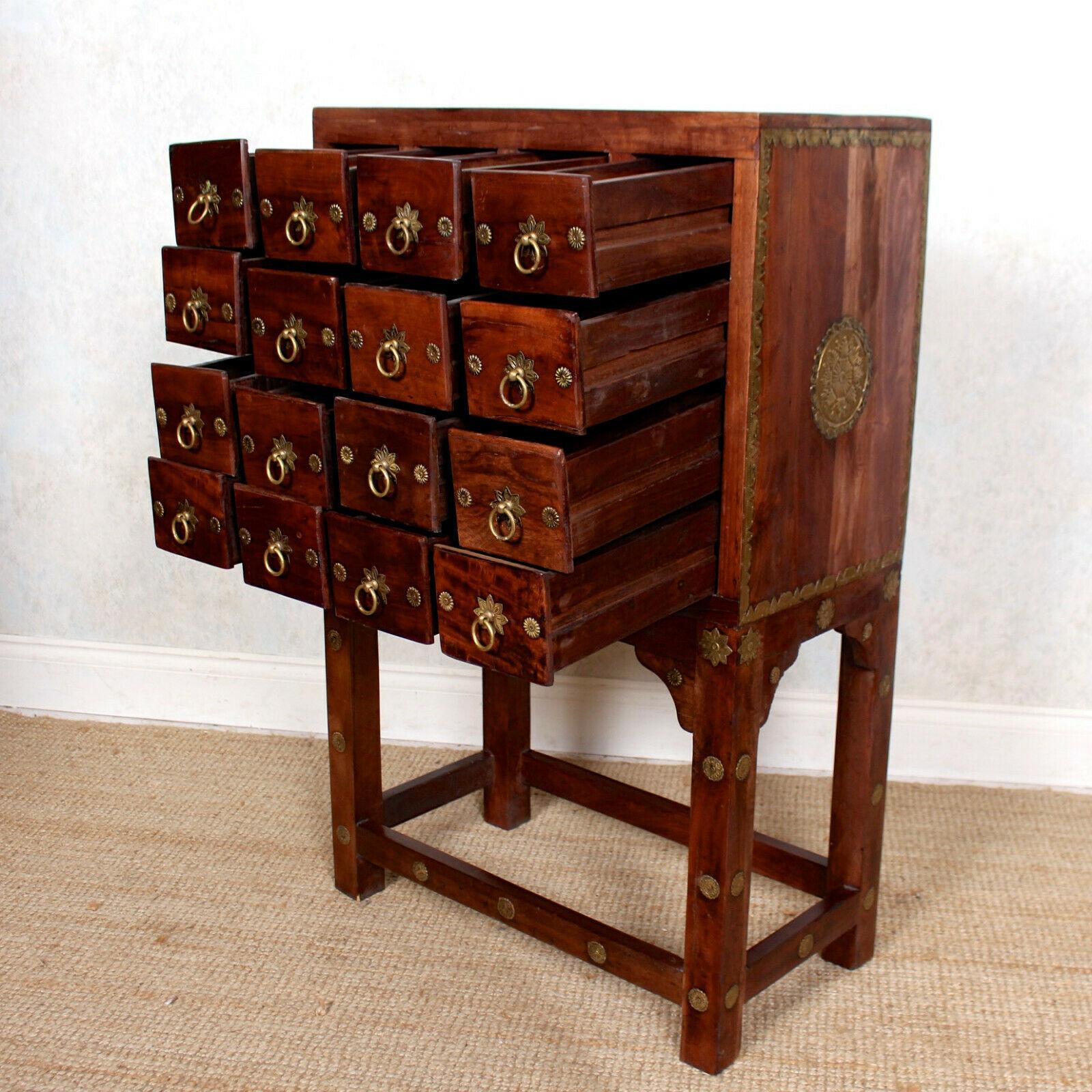Chinese Apothecary Cabinet Spice Chest Haberdashery Oriental Hardwood For Sale 3