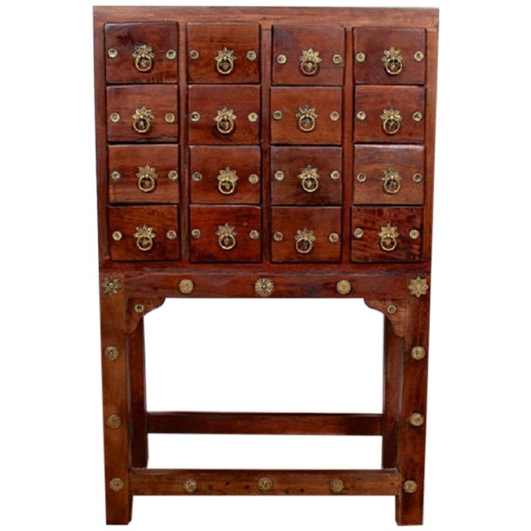 Chinese Apothecary Cabinet Spice Chest Haberdashery Oriental Hardwood For Sale