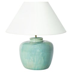 Chinese Aquamarine Ceramic Vase Table Lamp