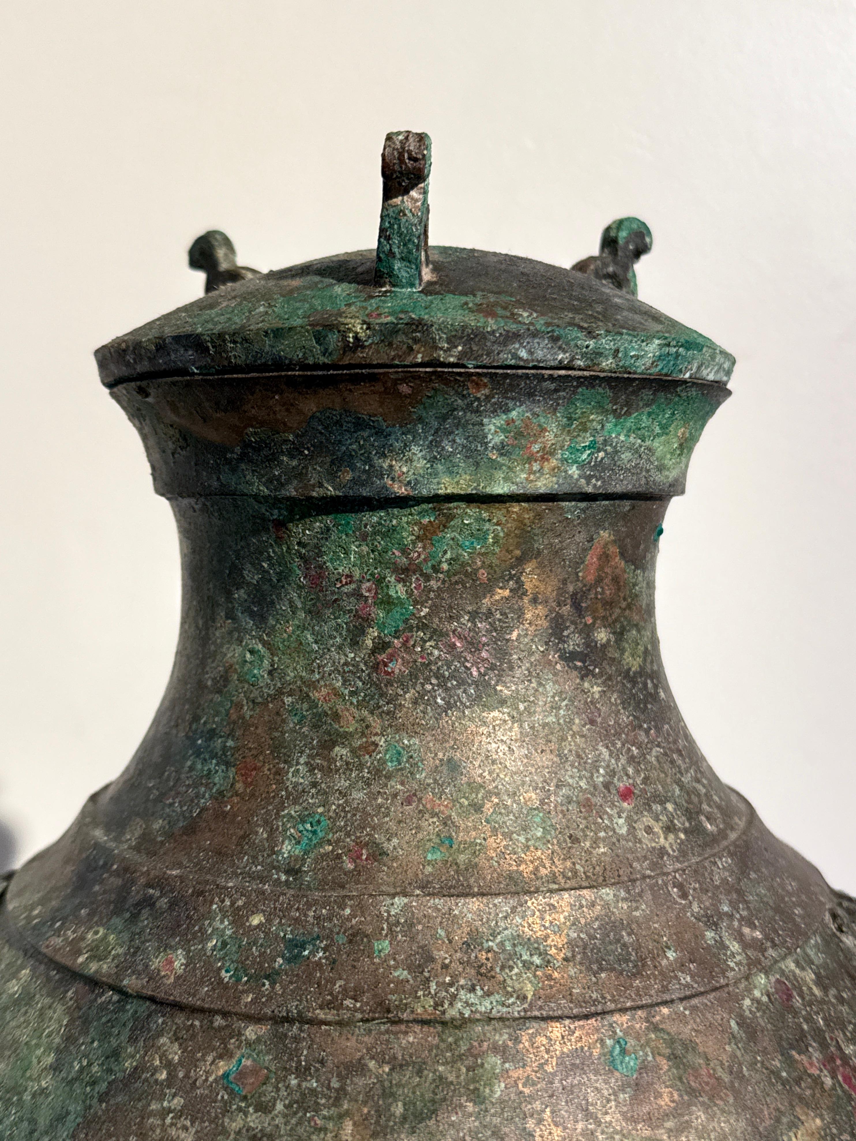 Chinese Archaic Bronze Hu and Cover, Han Dynasty (206 BC - 220 AD), China For Sale 6