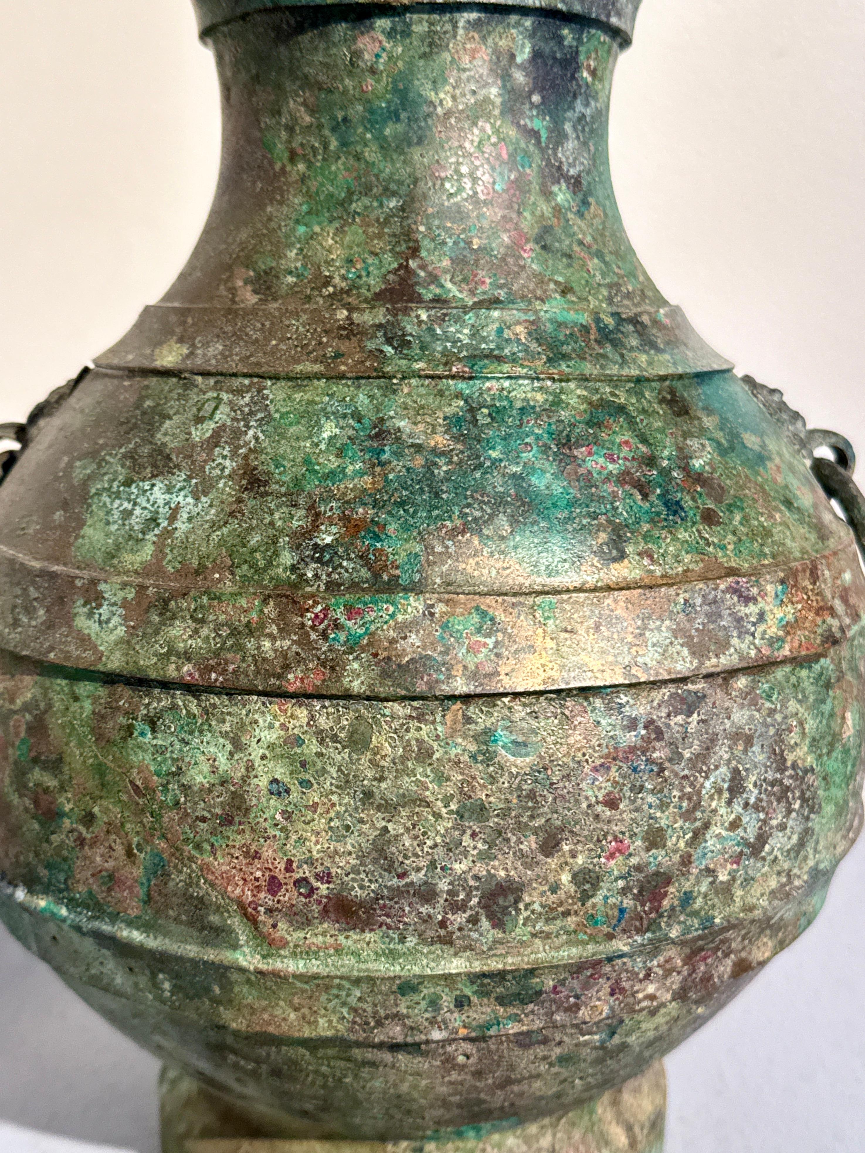 Chinese Archaic Bronze Hu and Cover, Han Dynasty (206 BC - 220 AD), China For Sale 9