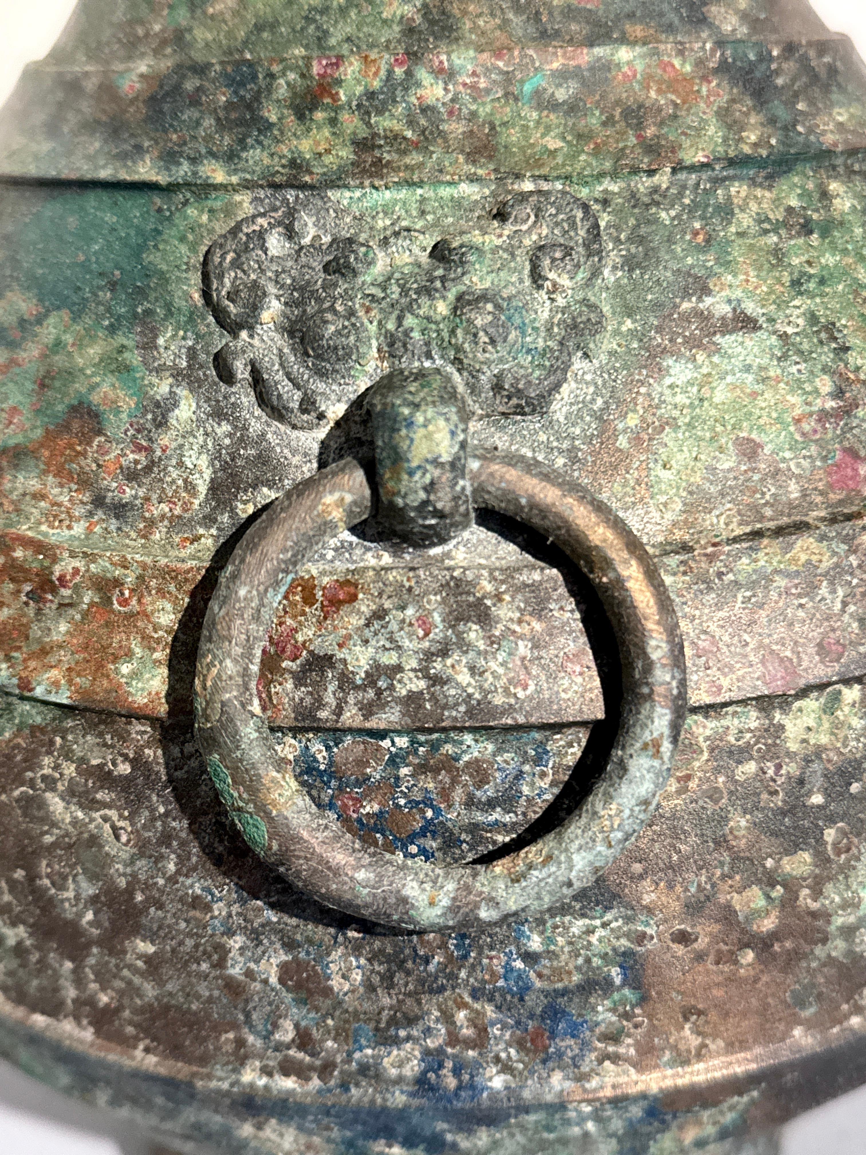 Chinese Archaic Bronze Hu and Cover, Han Dynasty (206 BC - 220 AD), China For Sale 10