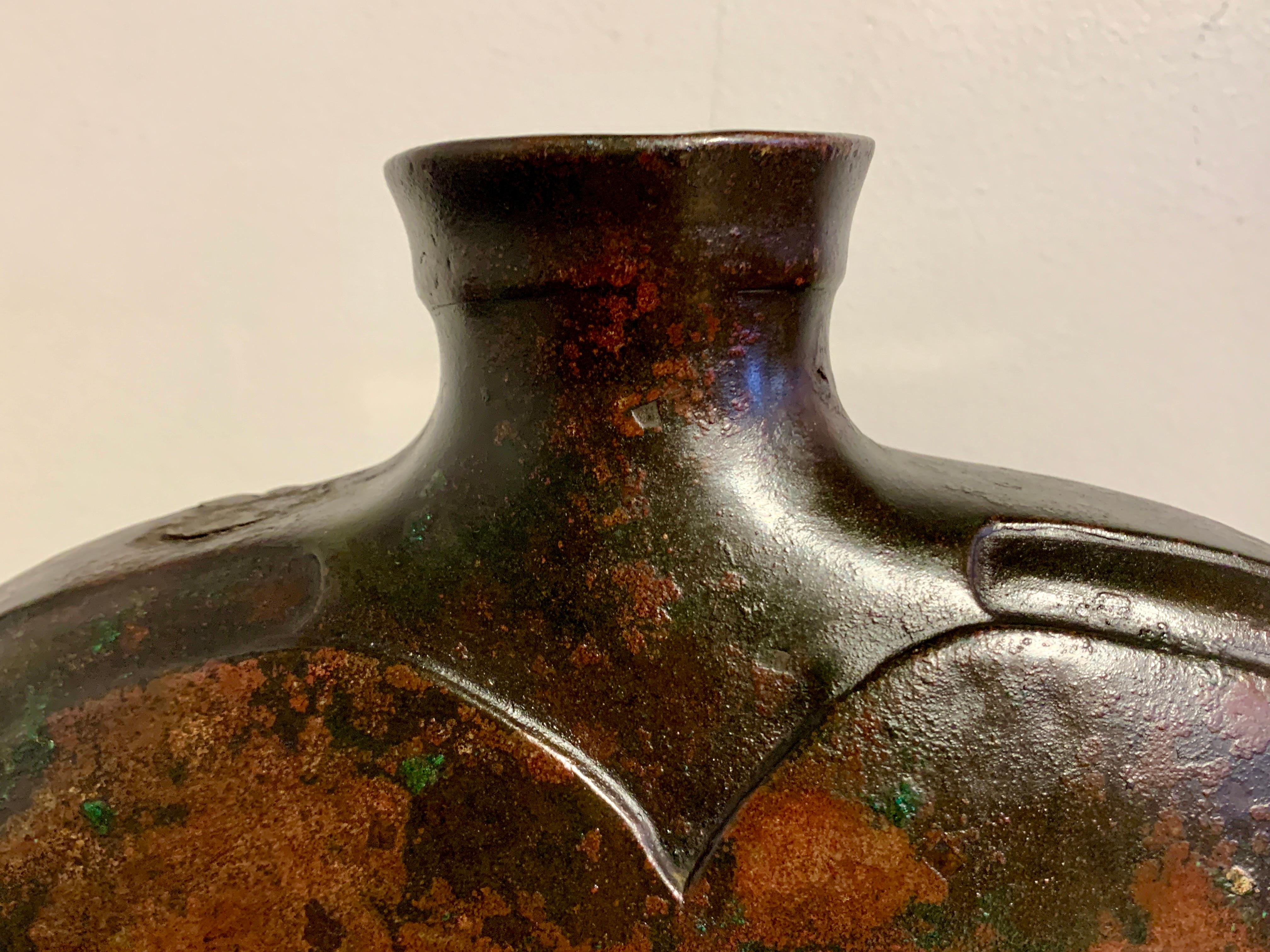 Vase à vin en bronze archéologique chinois, Bianhu, dynastie Han, Chine en vente 9