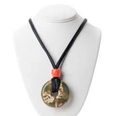 Chinese Archaic Nephrite jade & coral bead necklace, 2000 BC