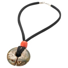 Chinese Archaic Nephrite jade & coral bead necklace, 2000 BC