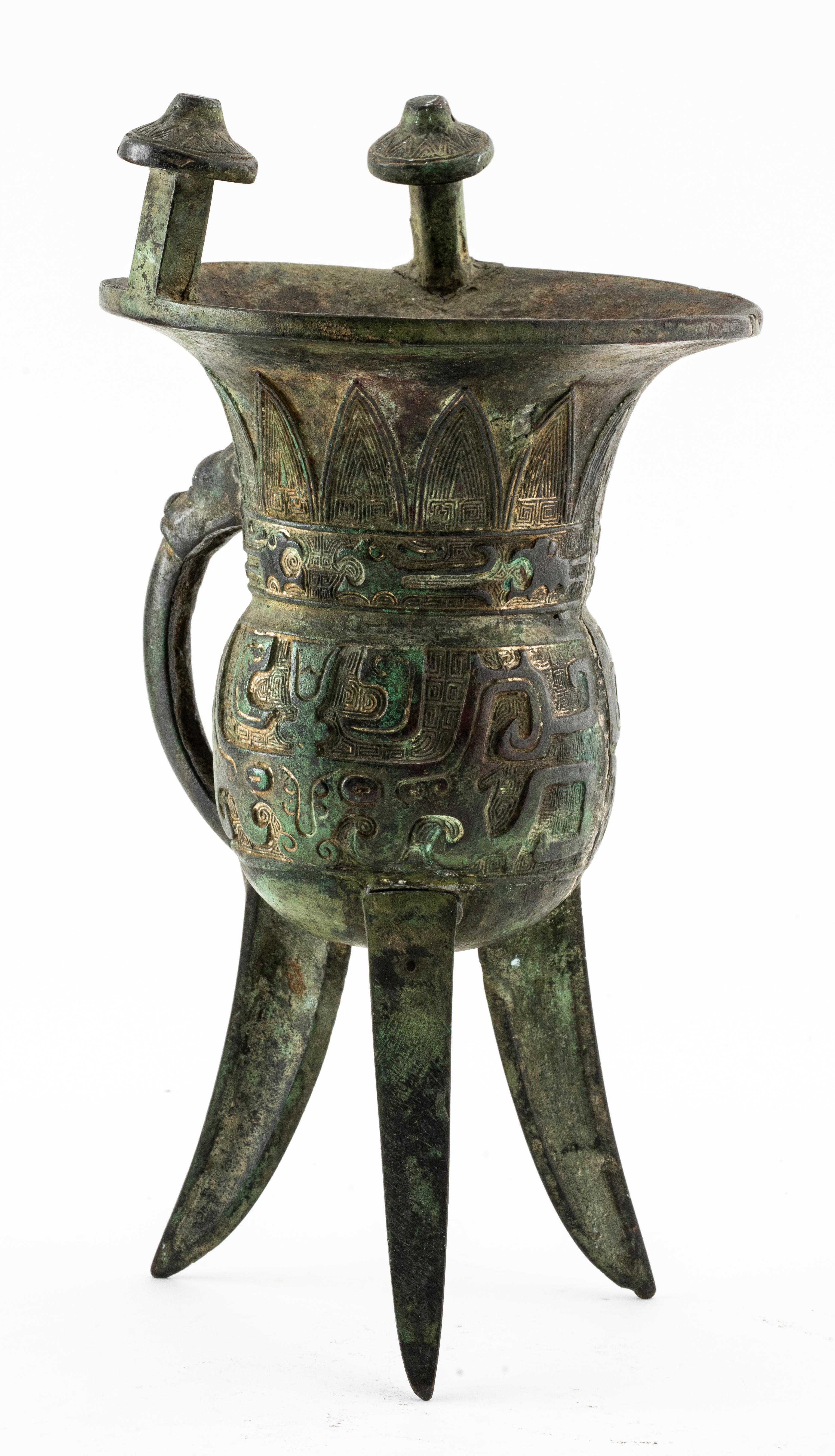 Archaistic Chinese Archaic Style Jue Bronze Libation Vessel