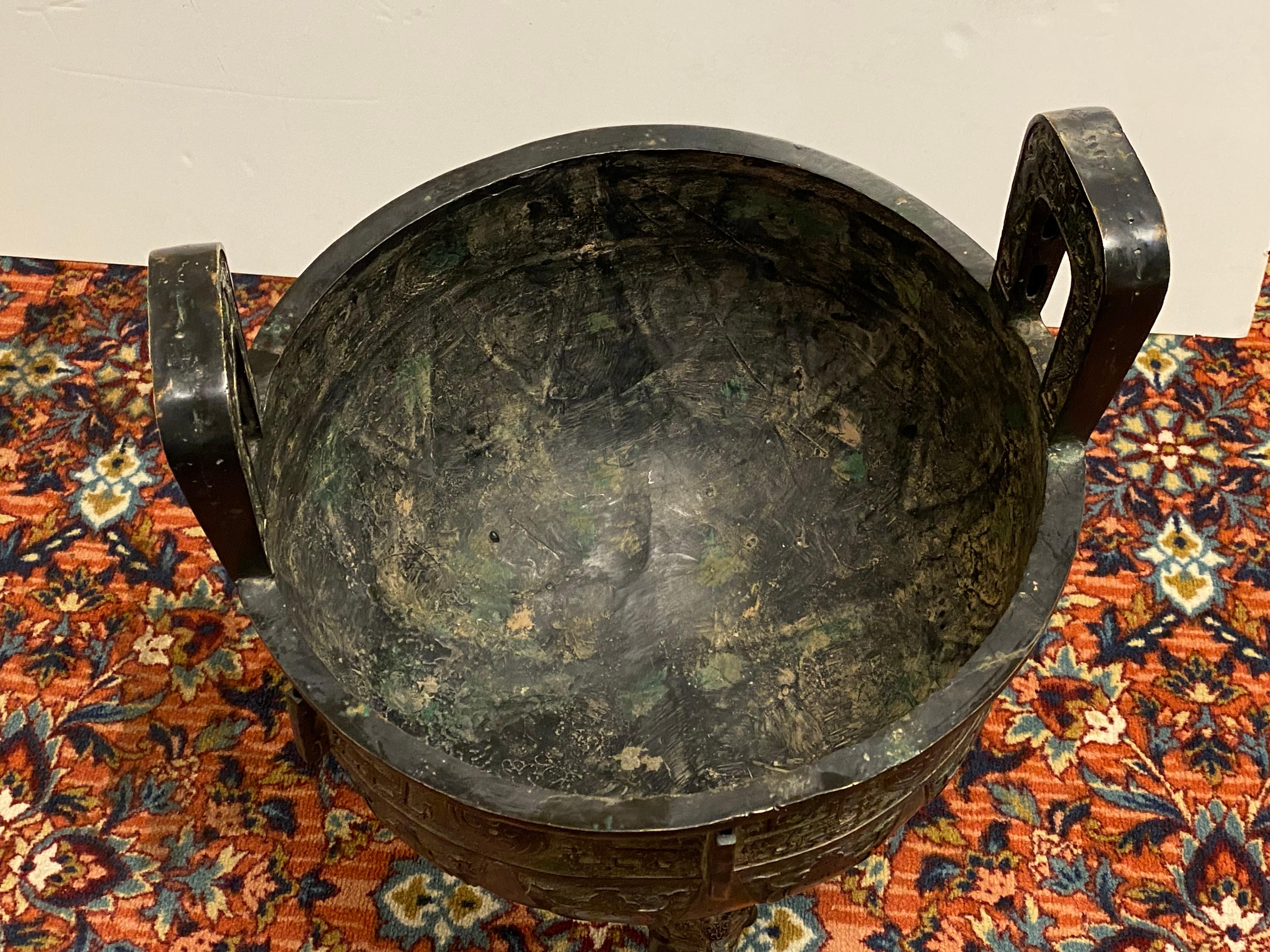 Chinese Archaic Style Monumental Bronze Vessel For Sale 5