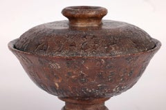 Chinese Archaic Style Script Carved Stone Lidded Vessel