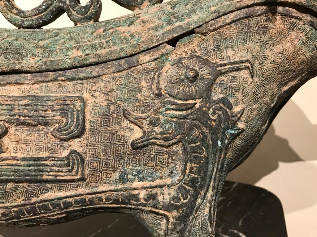 Chinese Archaistic Bronze Ritual Ram Form Wine Vessel Verdigis Patina For Sale 8