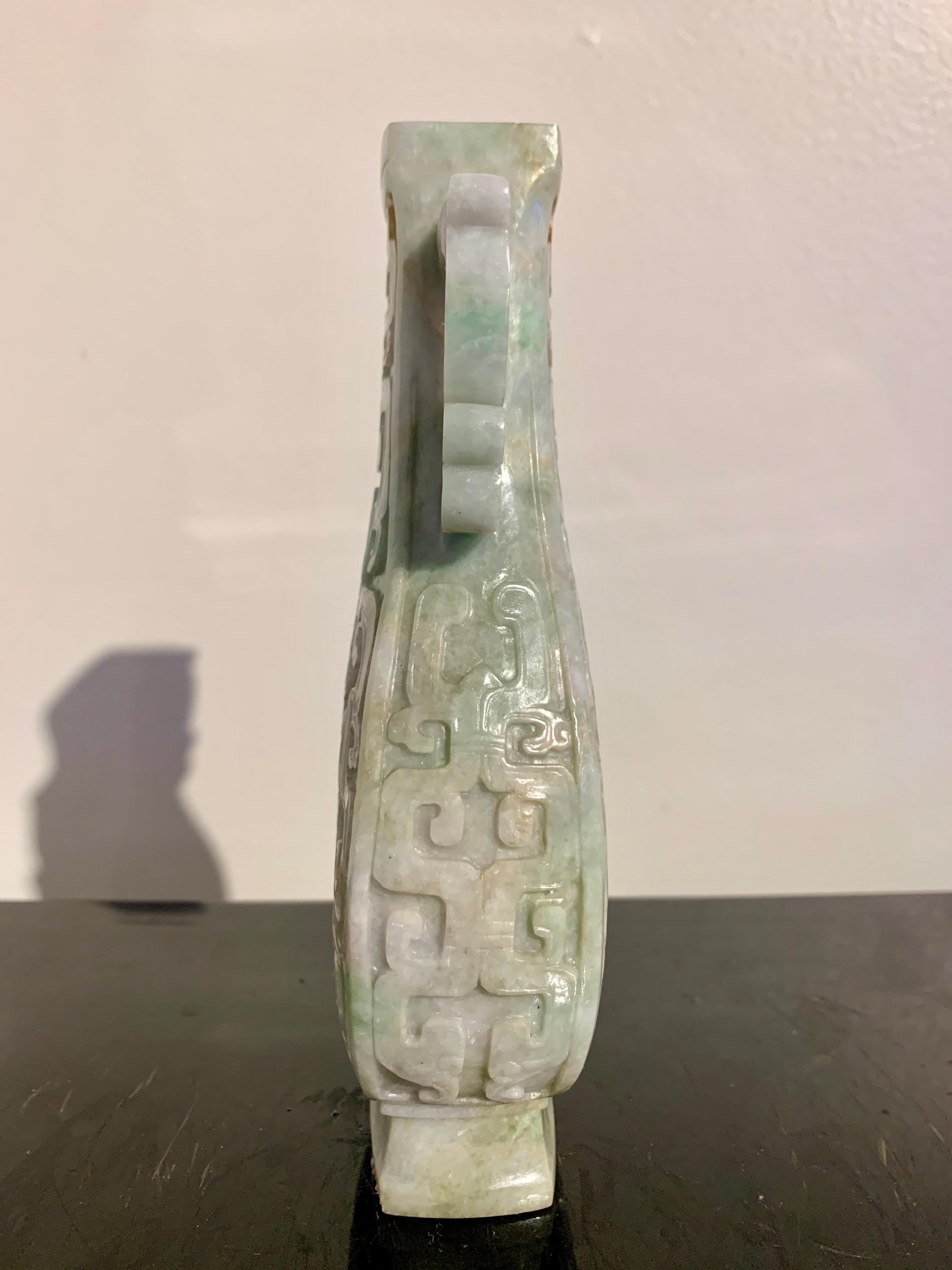 Chinese Archaistic Carved Jadeite Vase, Republic Period, China 3