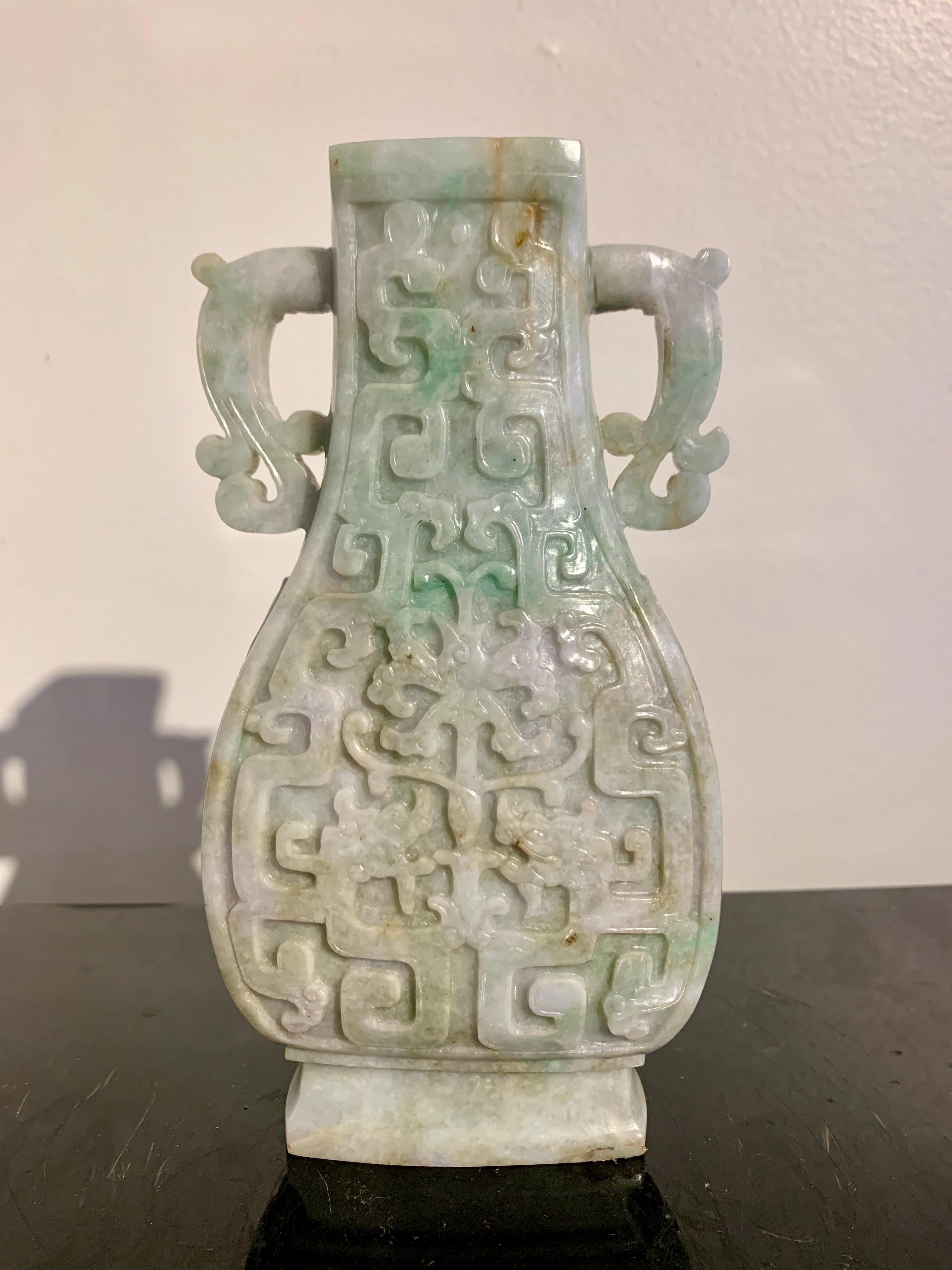 Chinese Archaistic Carved Jadeite Vase, Republic Period, China 4