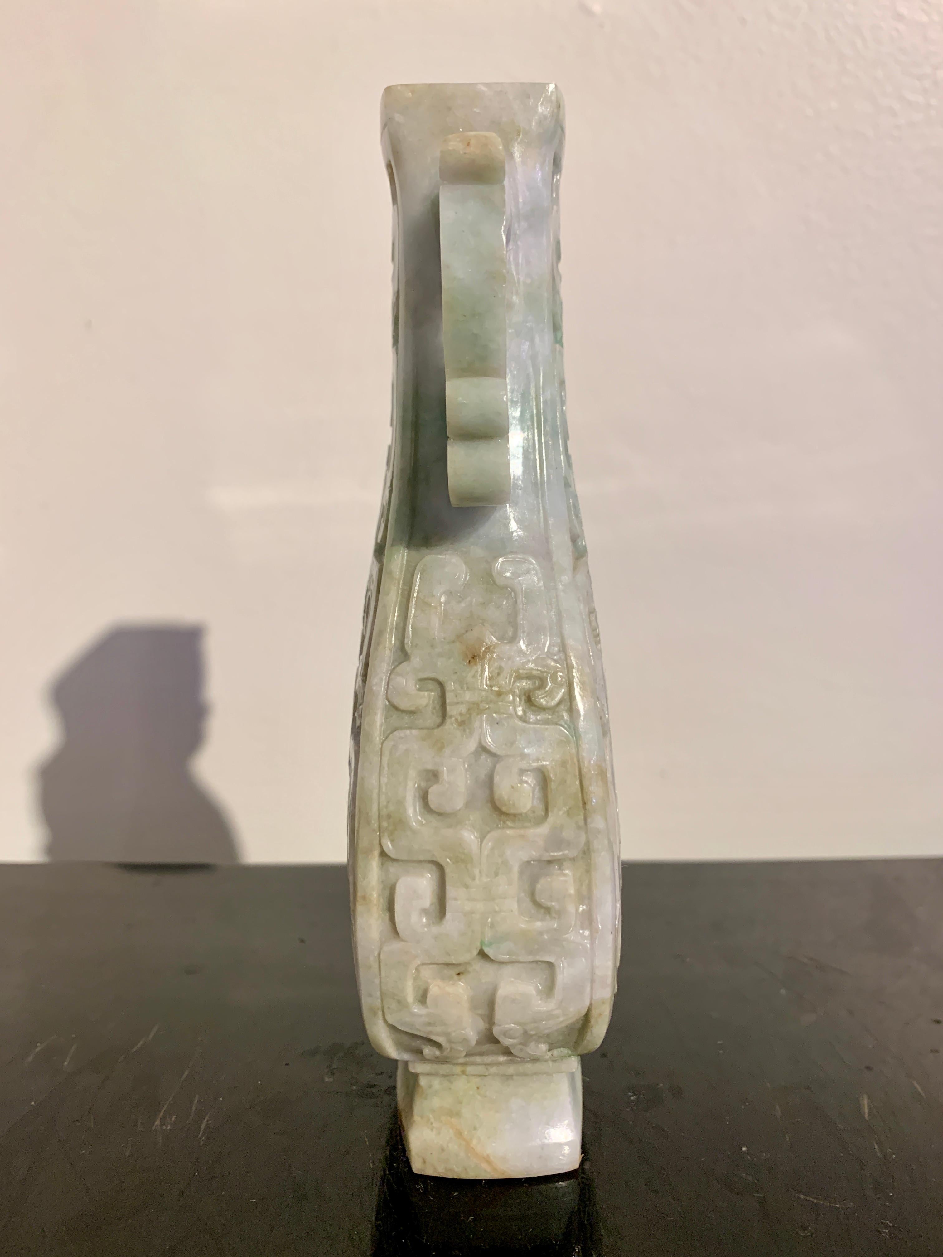 Chinese Archaistic Carved Jadeite Vase, Republic Period, China 5