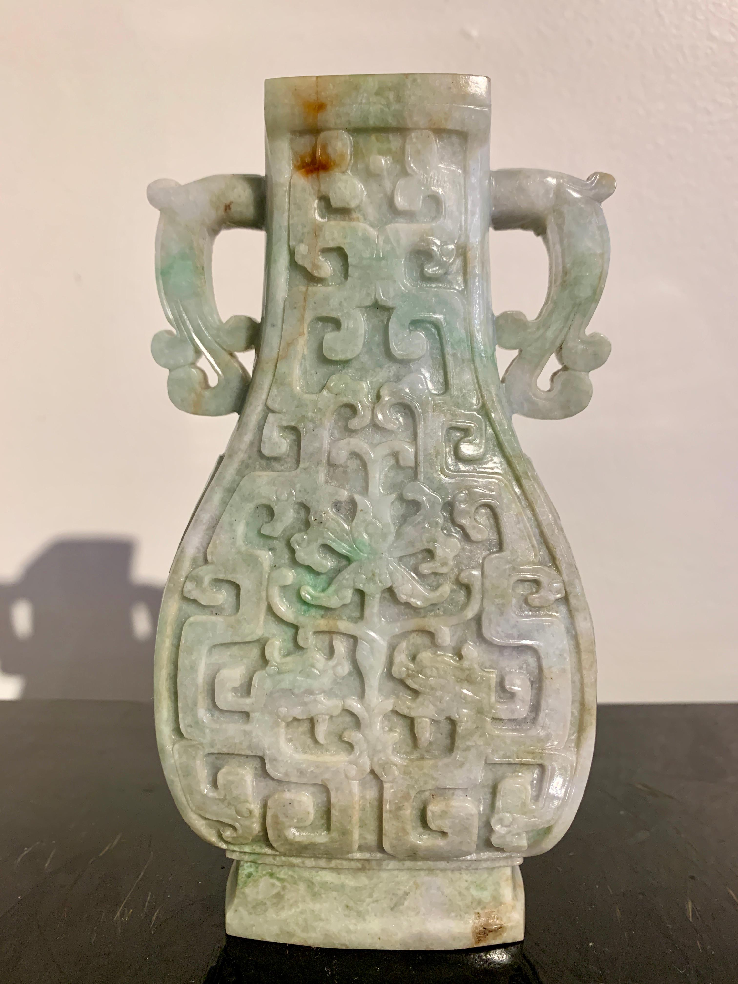 Chinese Archaistic Carved Jadeite Vase, Republic Period, China 2