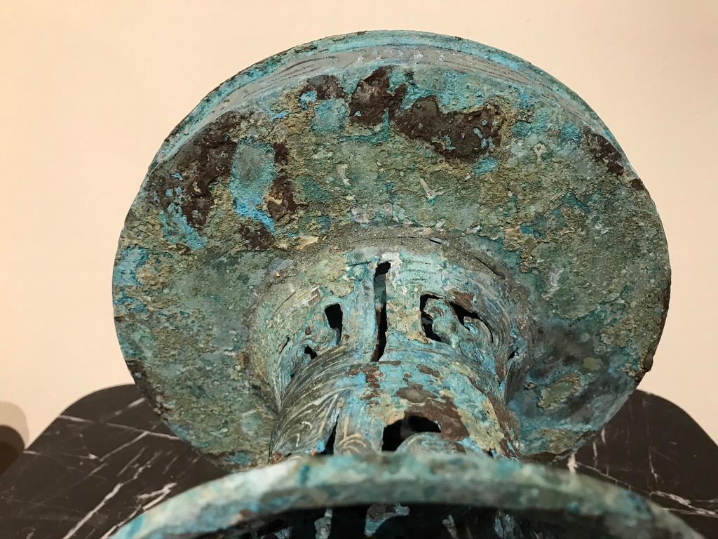 Chinese Archaistic Verdigris Bronze Tazza 5