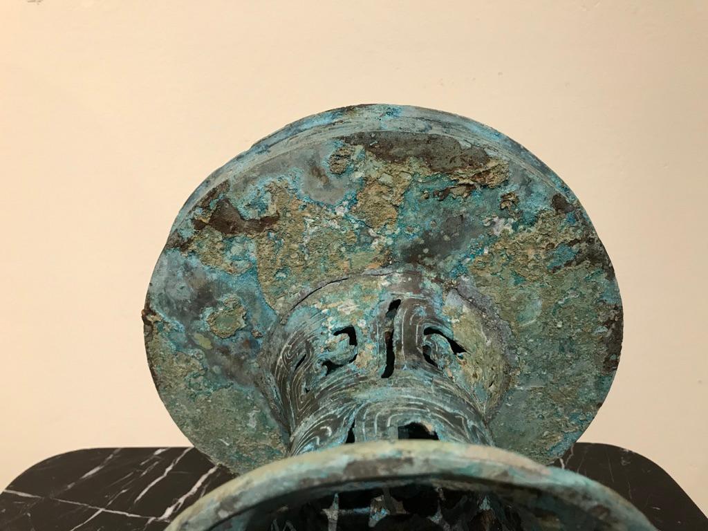 Chinese Archaistic Verdigris Bronze Tazza 4