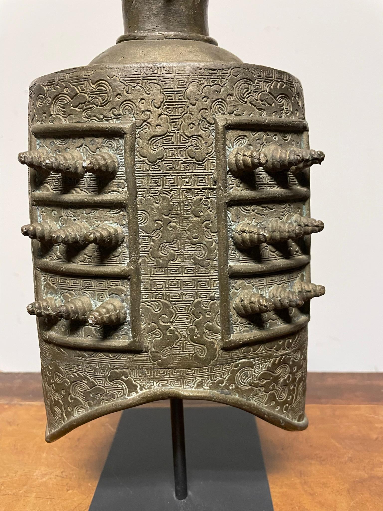 Chinese Archaistic Zhou Dynasty Style Bronze Bell, Zhong In Good Condition In Stamford, CT