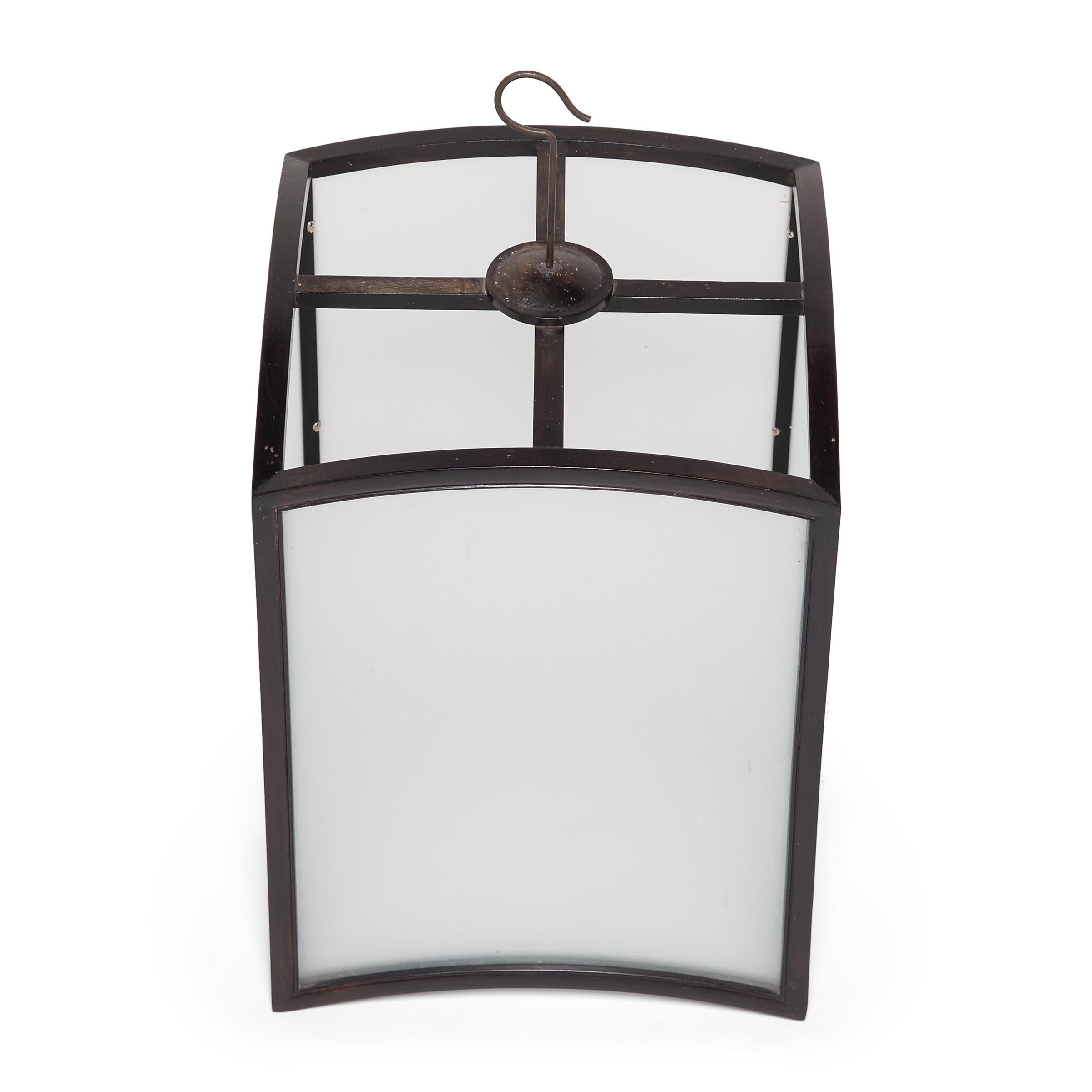 Frosted Chinese Arched Square Lantern For Sale