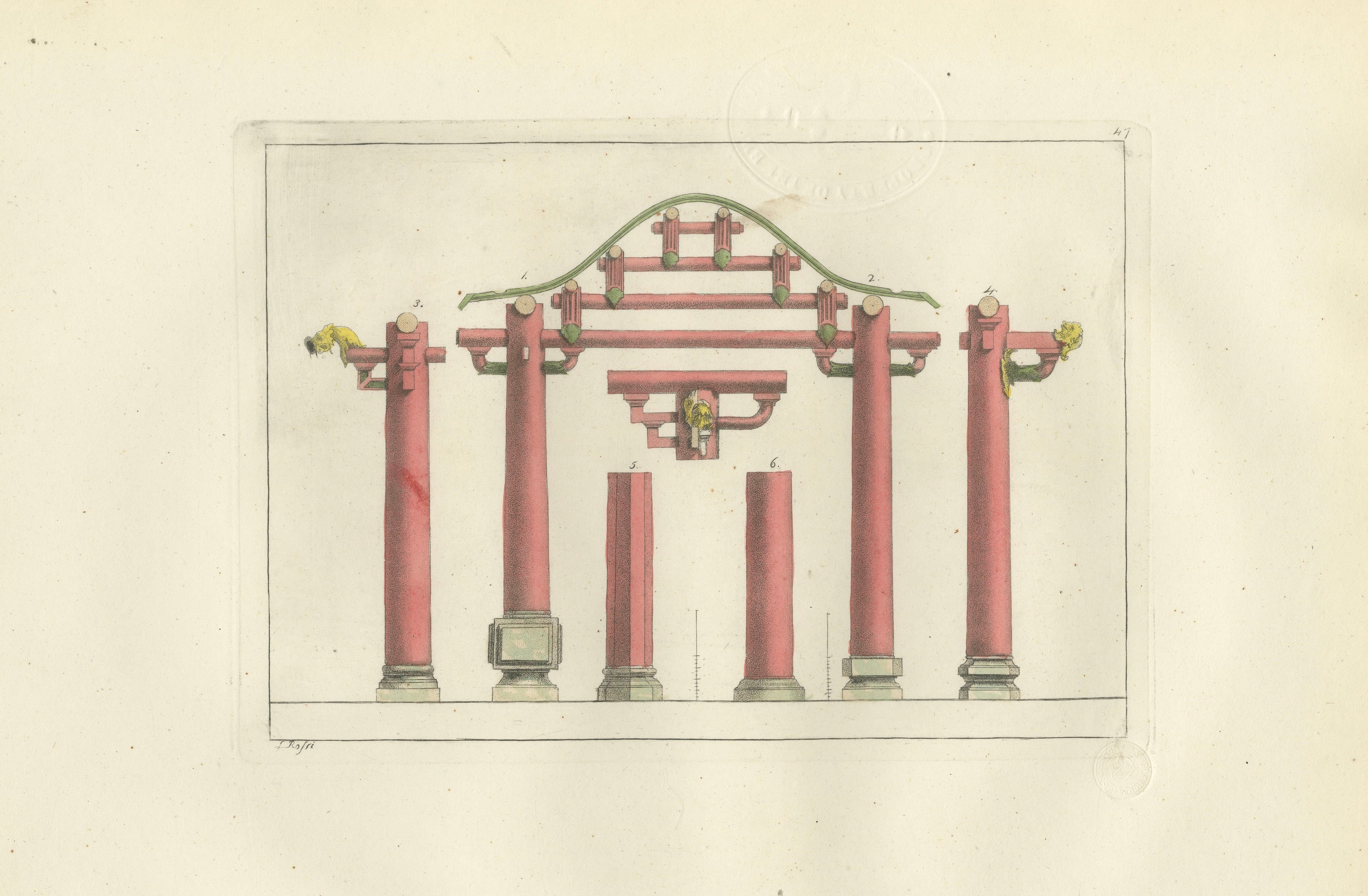 Chinese Architectural Columns and Plinths – Ferrario Costume Antico, 1815 For Sale