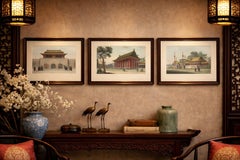 Chinese Architecture and Court Scenes, Set of Three Ferrario Engravings 1815
