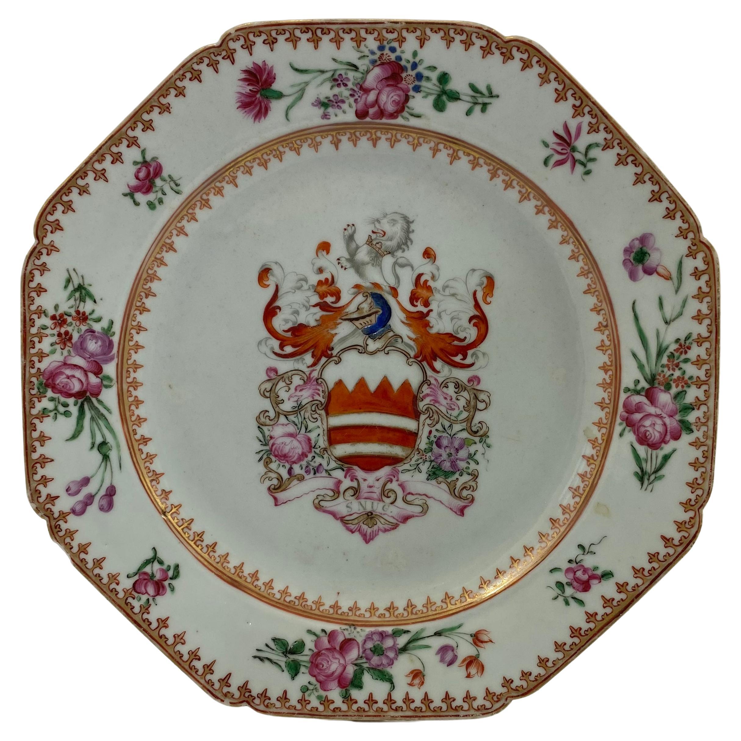 Chinese Armorial Plate, Arms of Hare, c. 1755, Qianlong Period