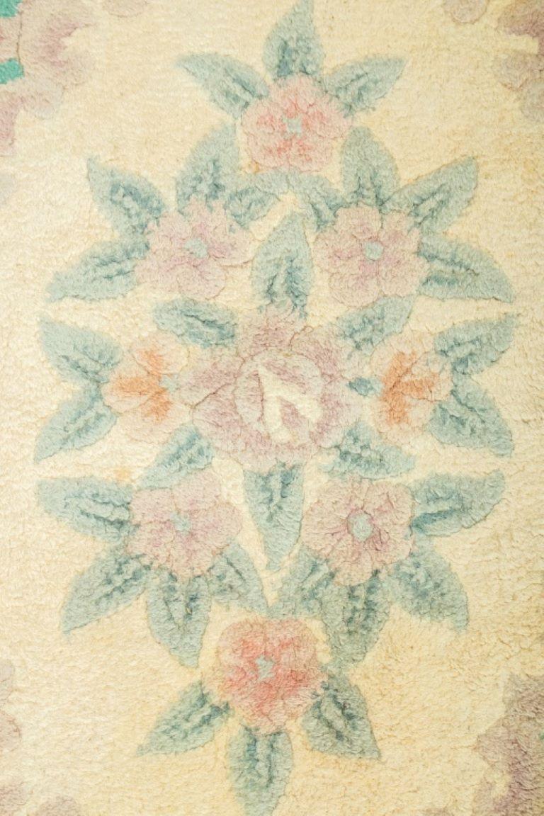 Wool Chinese Art Deco Aubusson Manner Rug 7' x 5' For Sale