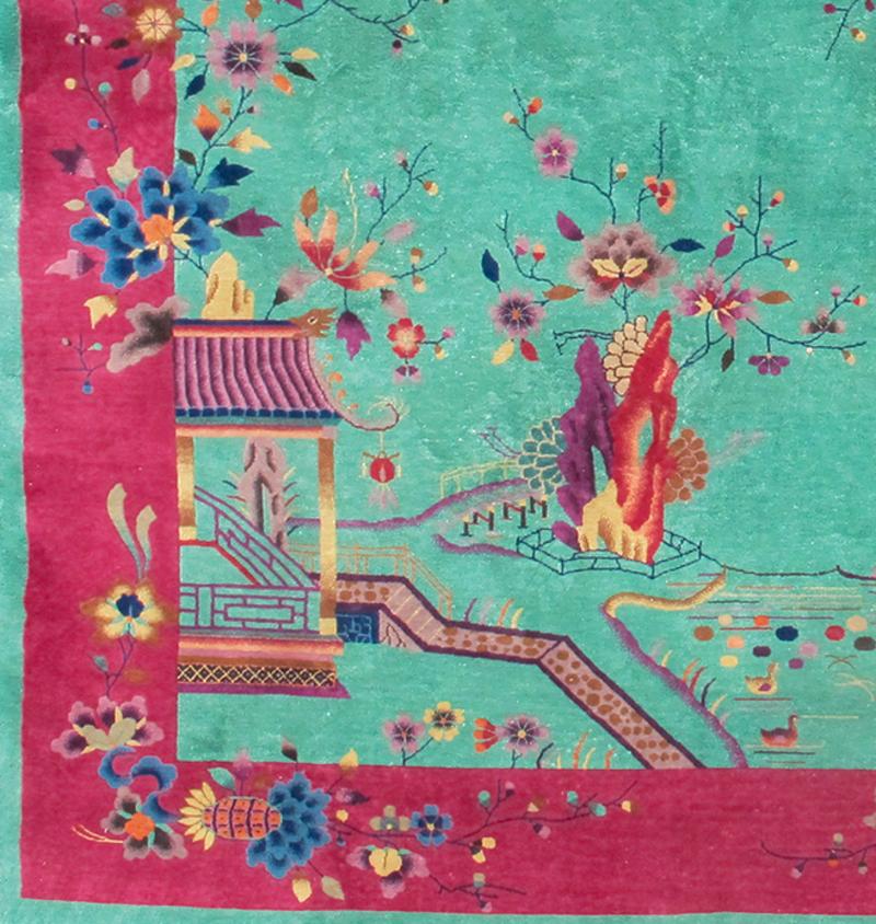 Hand-Knotted Chinese Art Deco Carpet For Sale