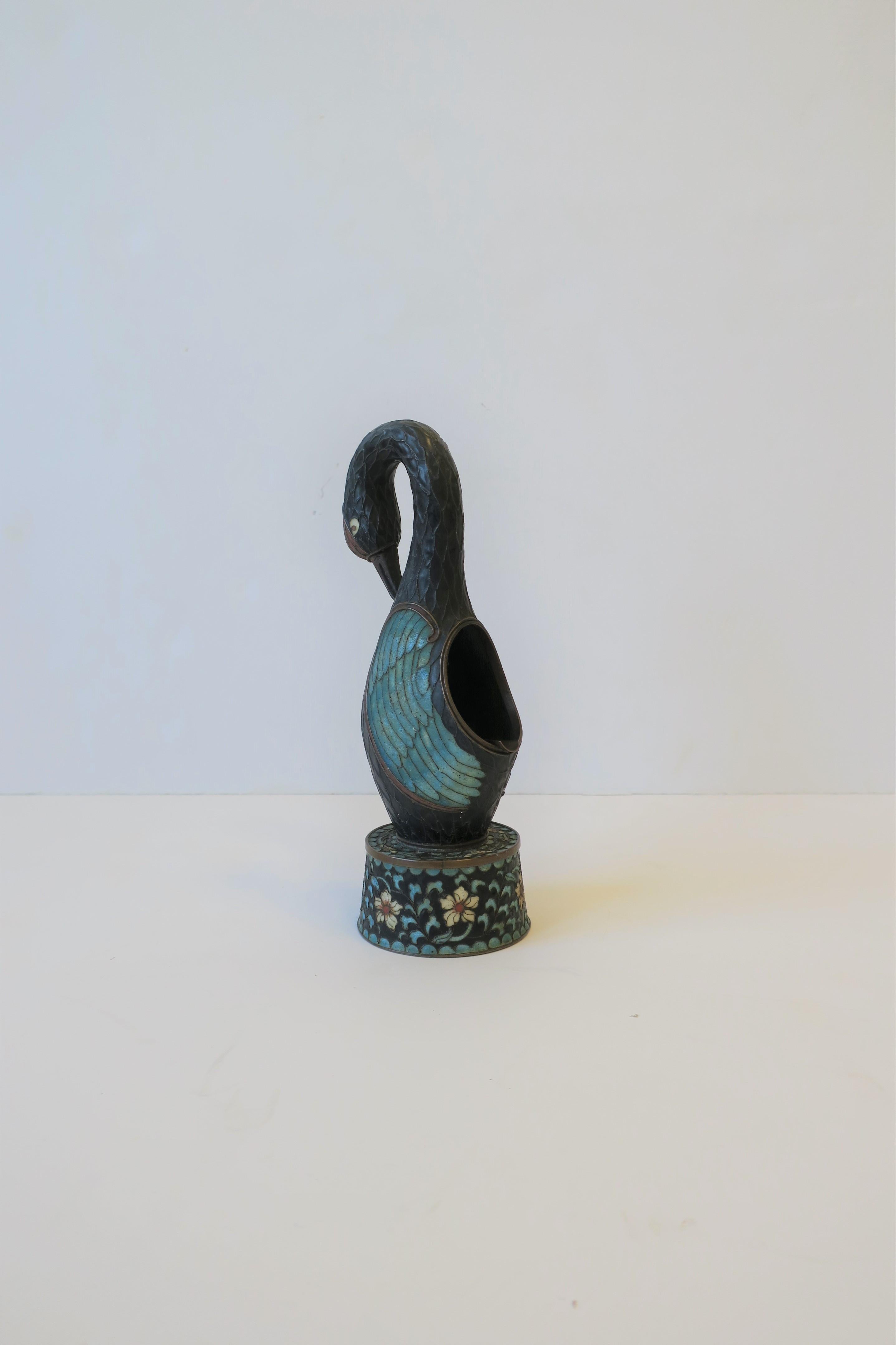 Art Deco Period Champlevé Bird Ashtray or Sculpture For Sale 3