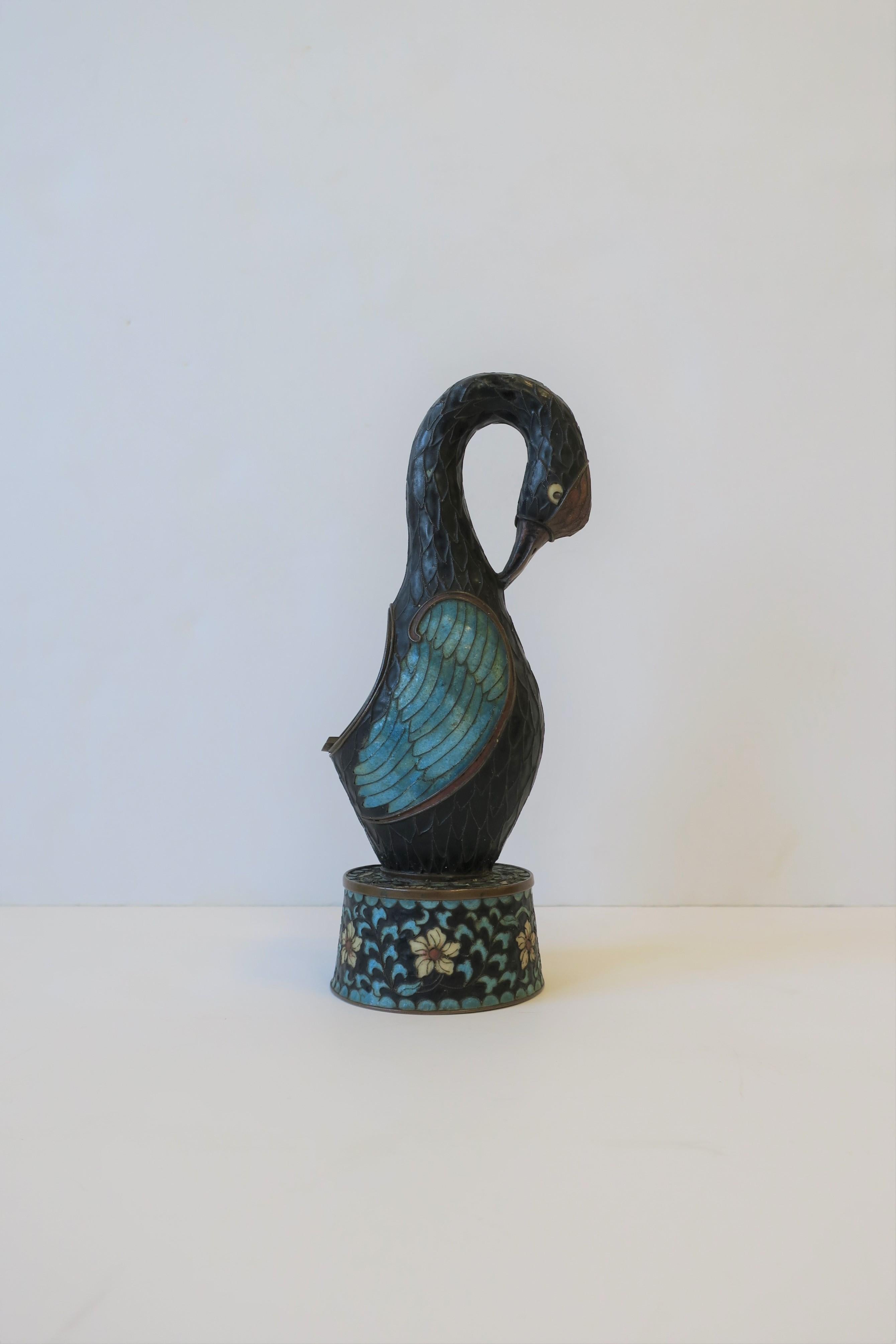 Art Deco Period Champlevé Bird Ashtray or Sculpture In Good Condition For Sale In New York, NY